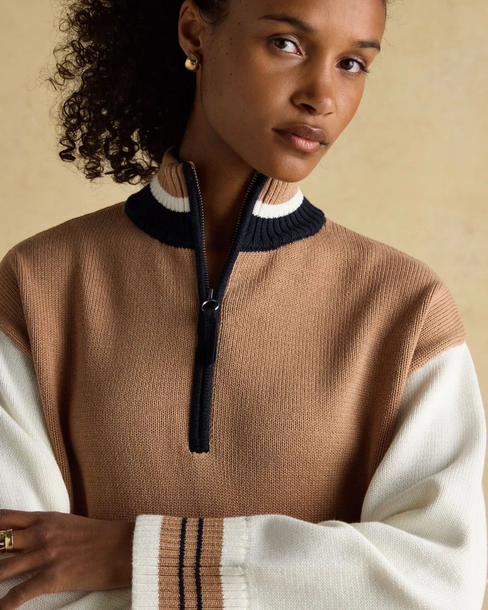 Varsity Jumper - Brown/Cream