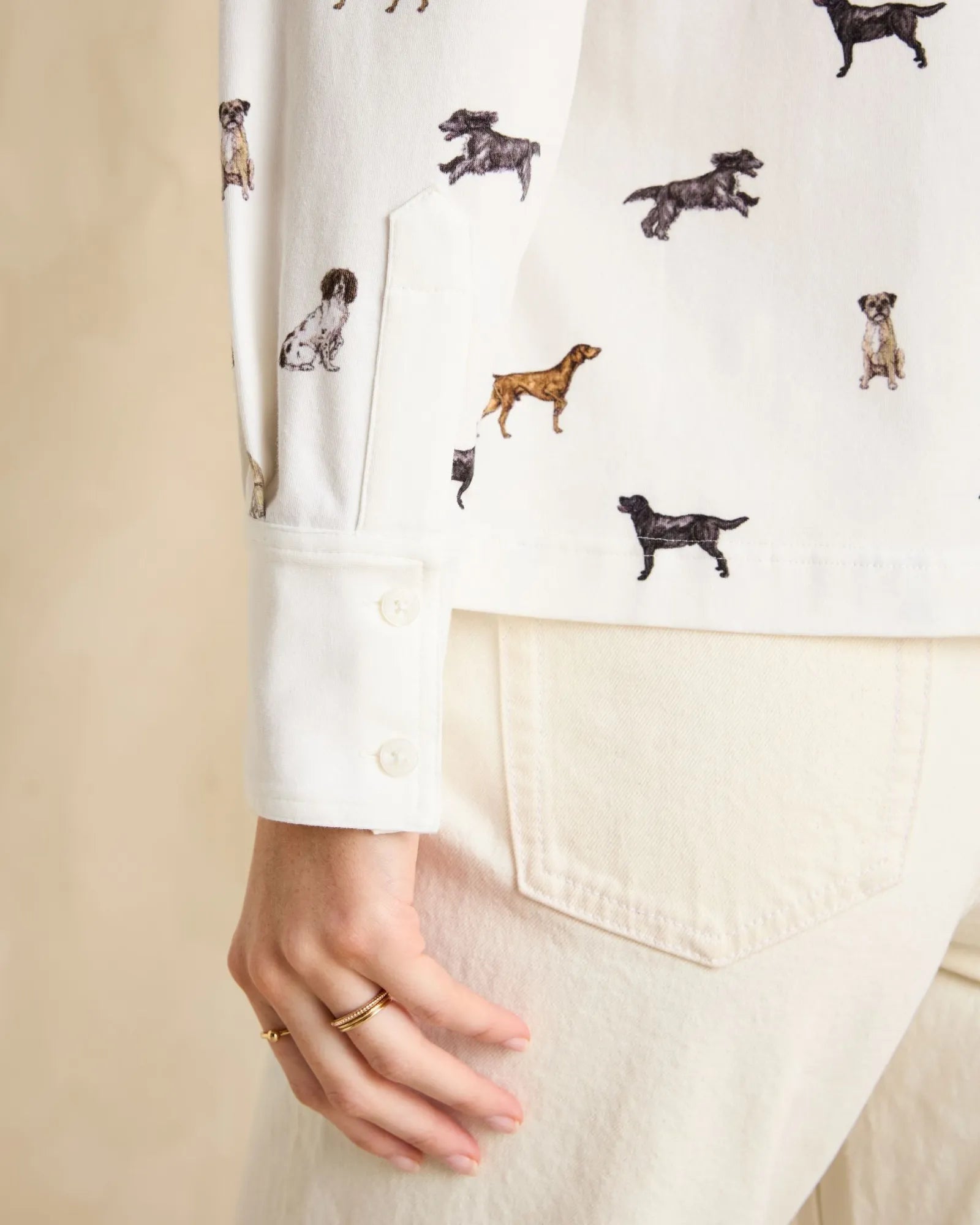 Joules X Elanor Tomlinson Shirt - Cream Dogs