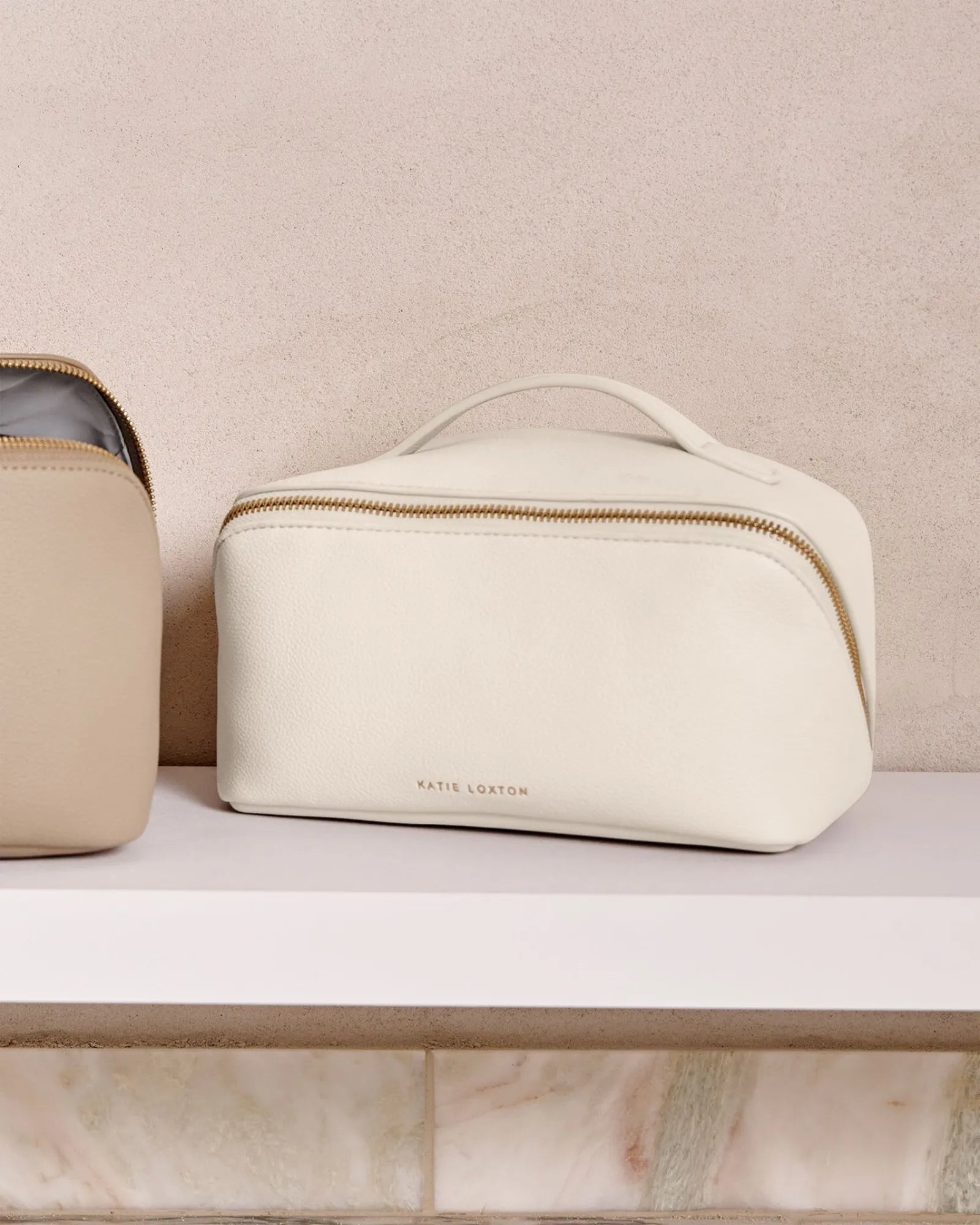 Medium Make Up & Wash Bag - Off White