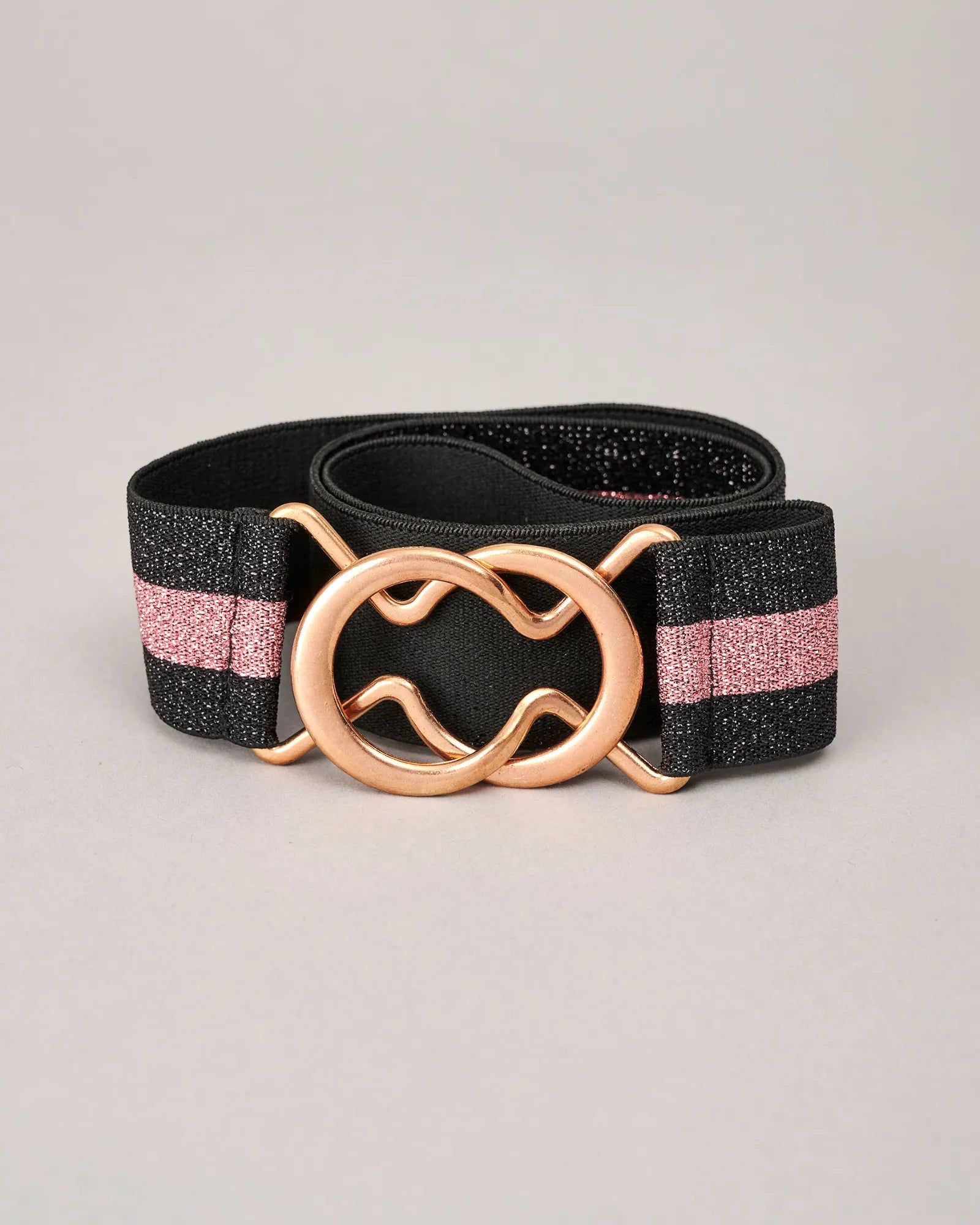 Metallic Elastic Belt - Black/Rose