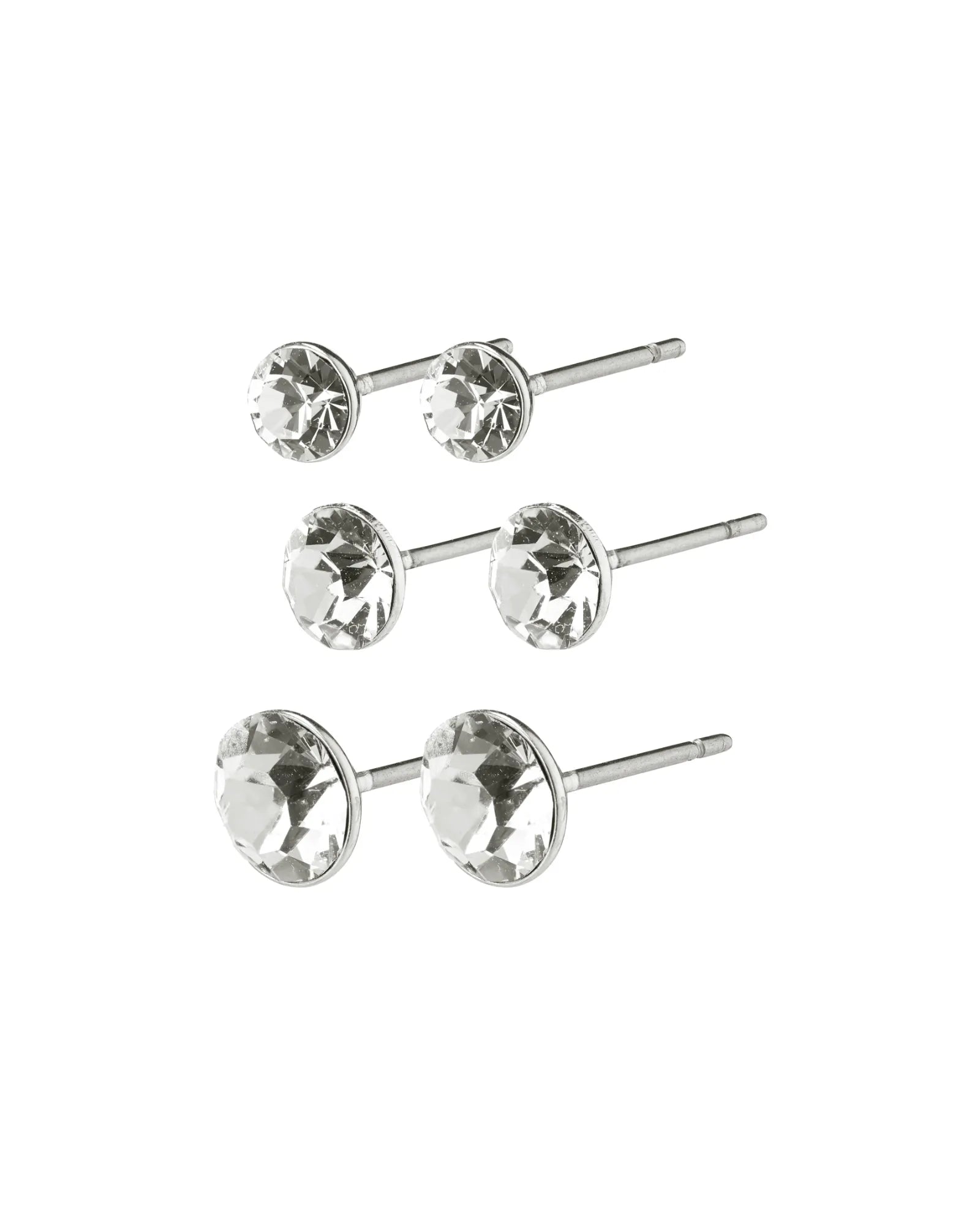 Millie Crystal Earrings 3-in-1 Set - Silver Plated