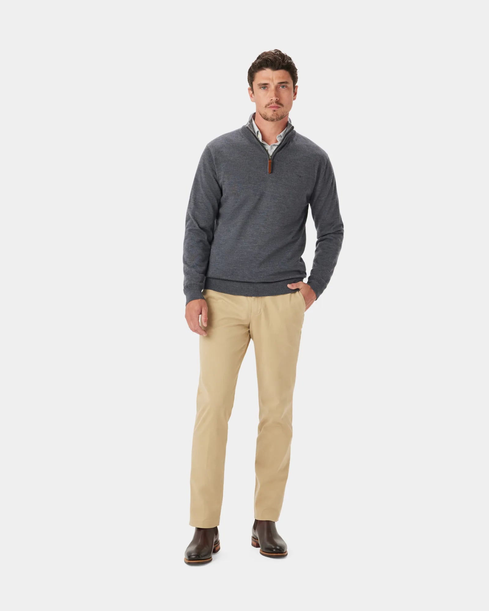 Ernest 1/4 Zip - Sea Mist
