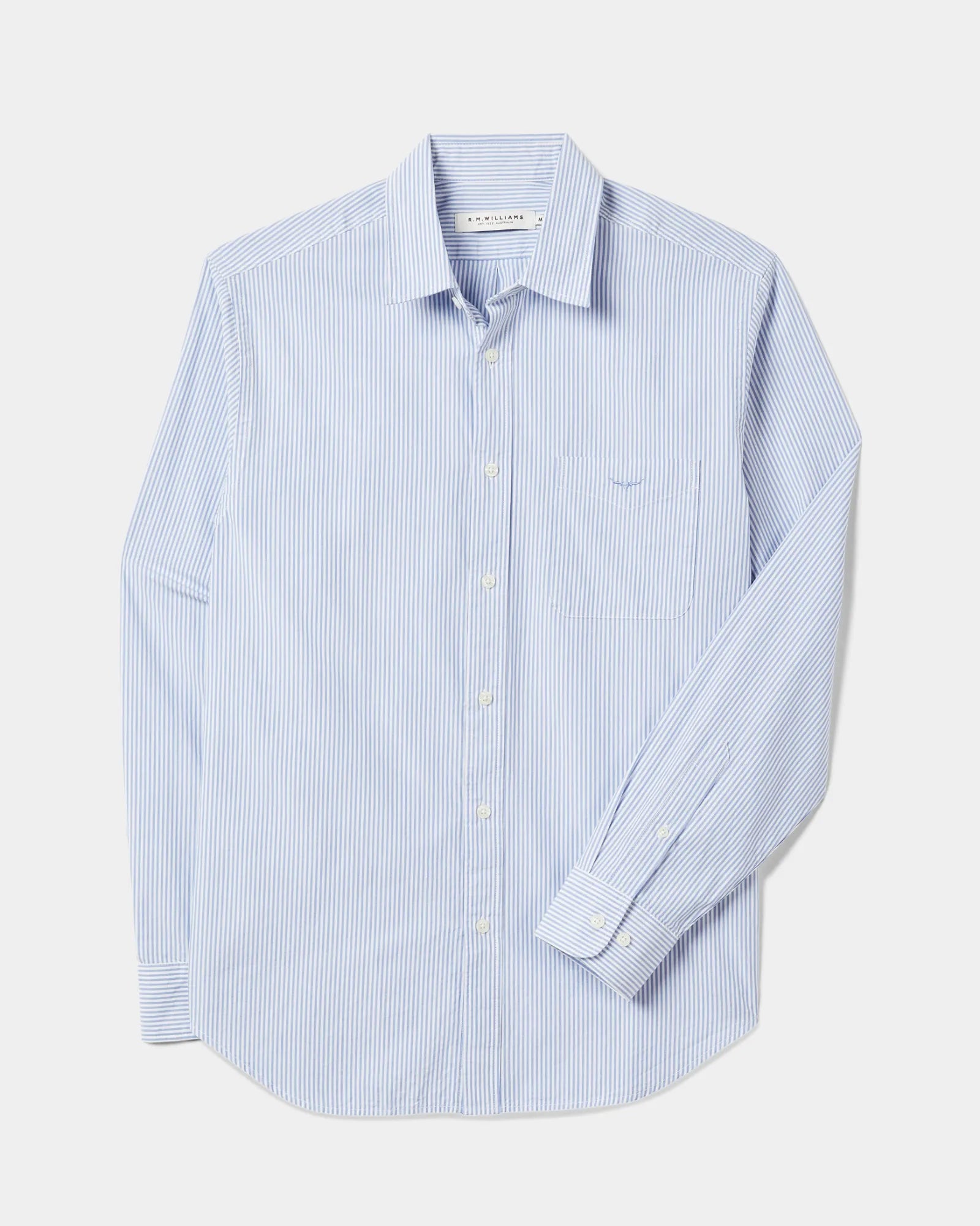 Regular Poplin Stripe Shirt - Blue/White