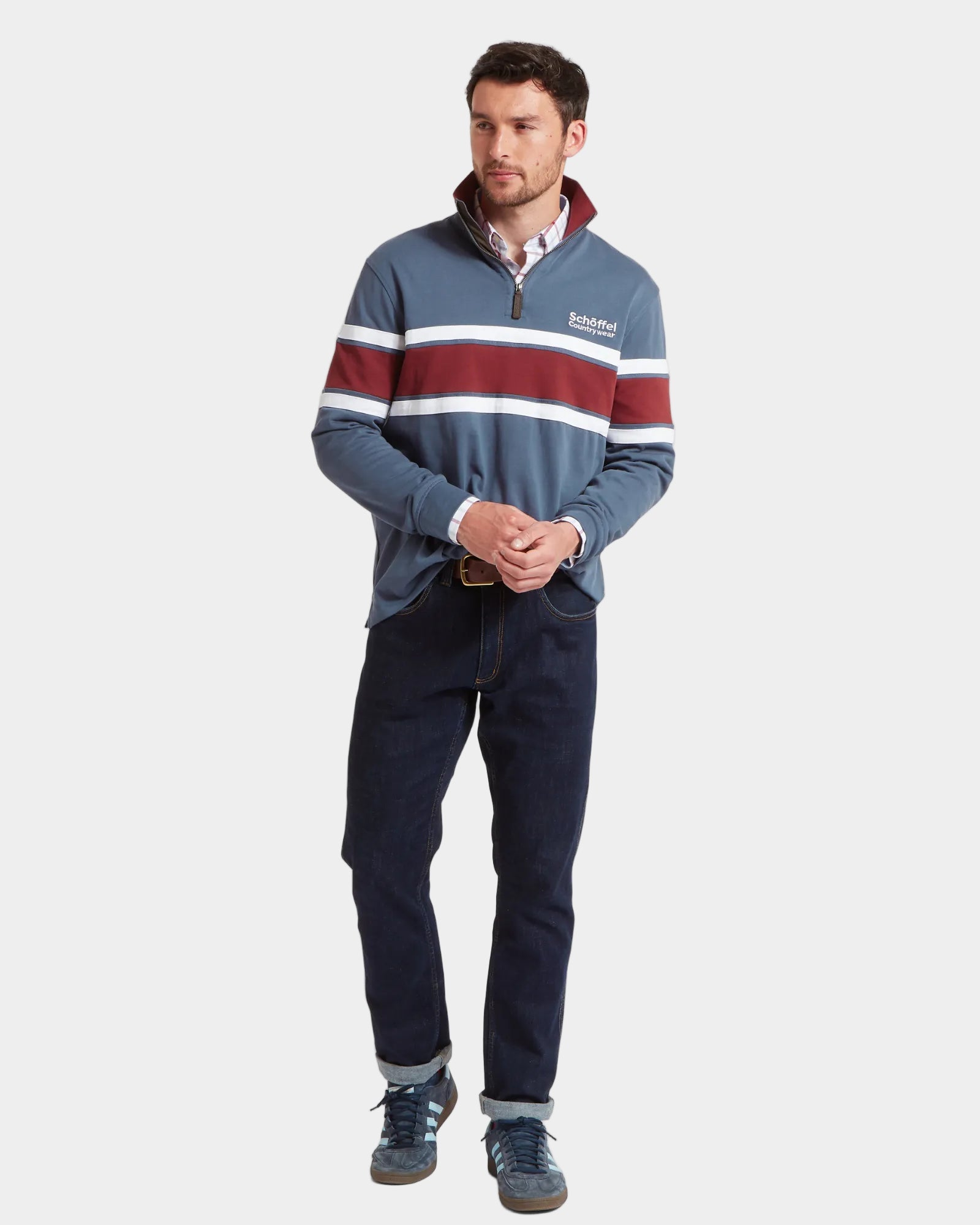 Exmouth Heritage Quarter Zip Jumper - Oxford Navy