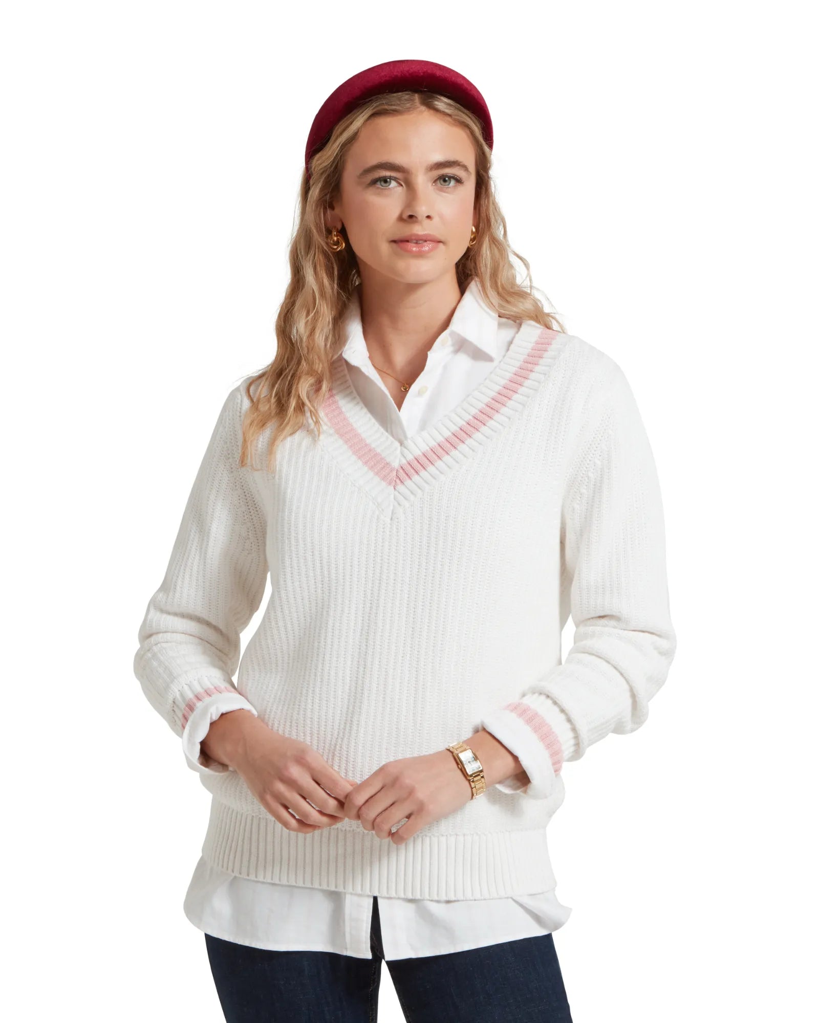 Hambledon Jumper - Soft White/Blush