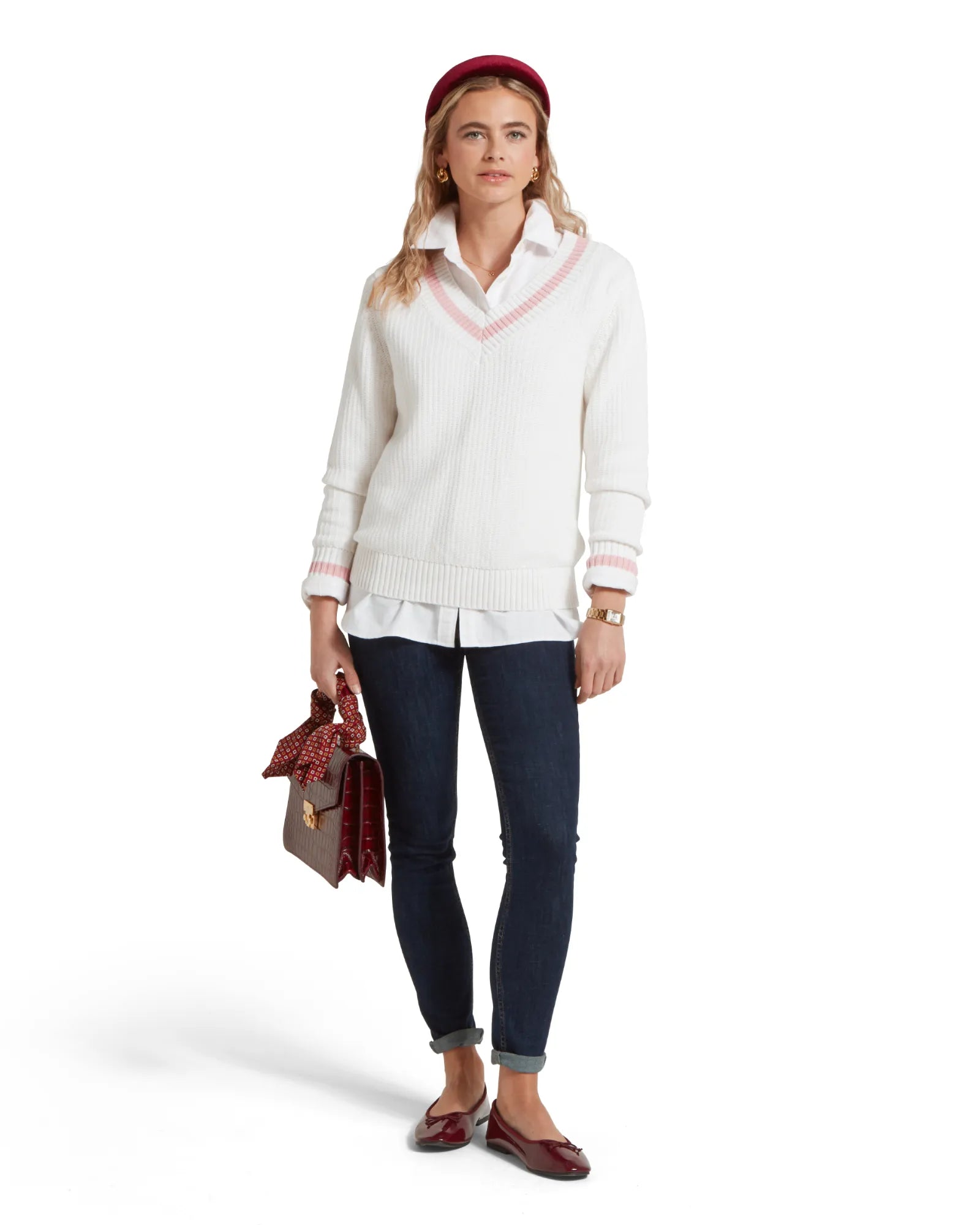 Hambledon Jumper - Soft White/Blush