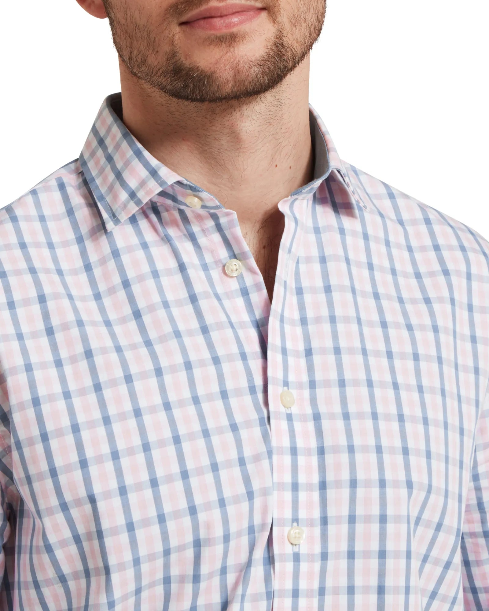 Hebden Tailored Shirt - Dark Denim/Pink