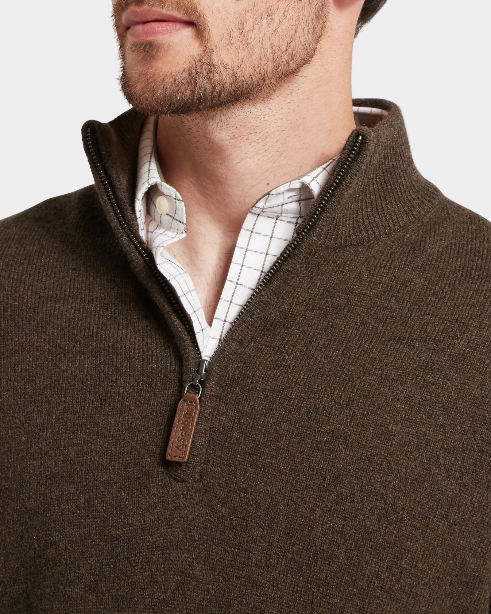 Lewis Quarter Zip Jumper - Chocolate