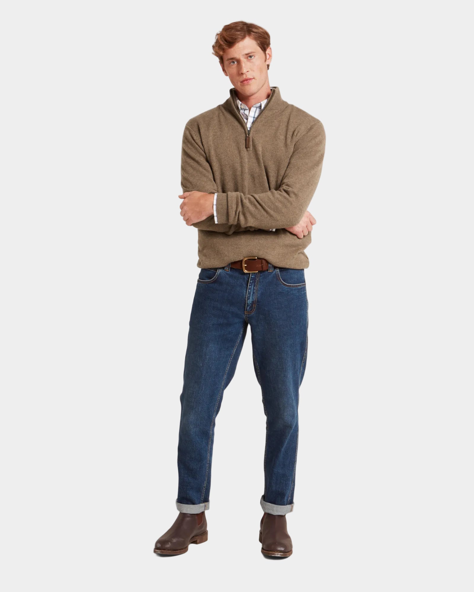 Lewis Quarter Zip Jumper - Mushroom
