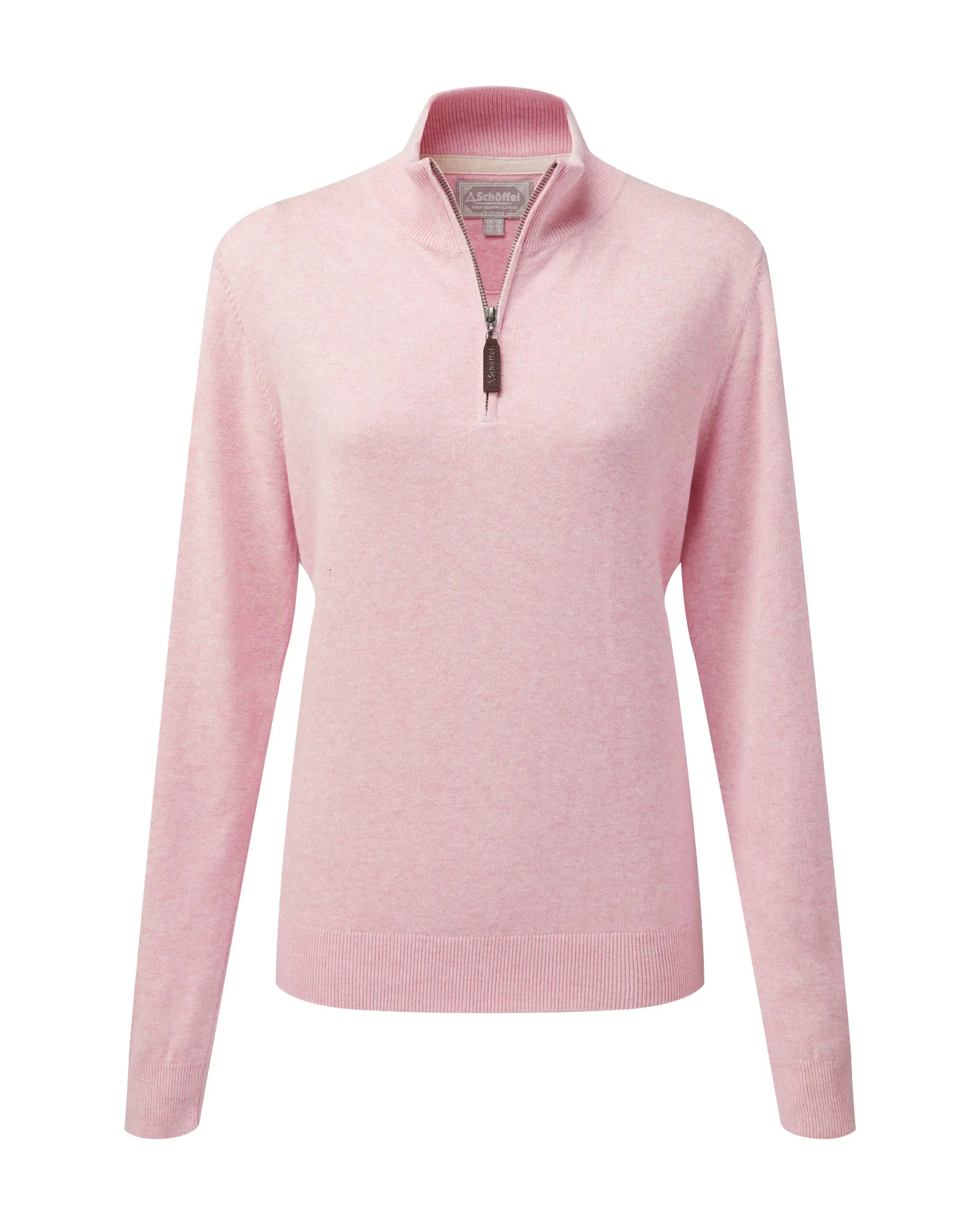 Polperro Pink Marl Pima Cotton 1/4 Zip Sweatshirt