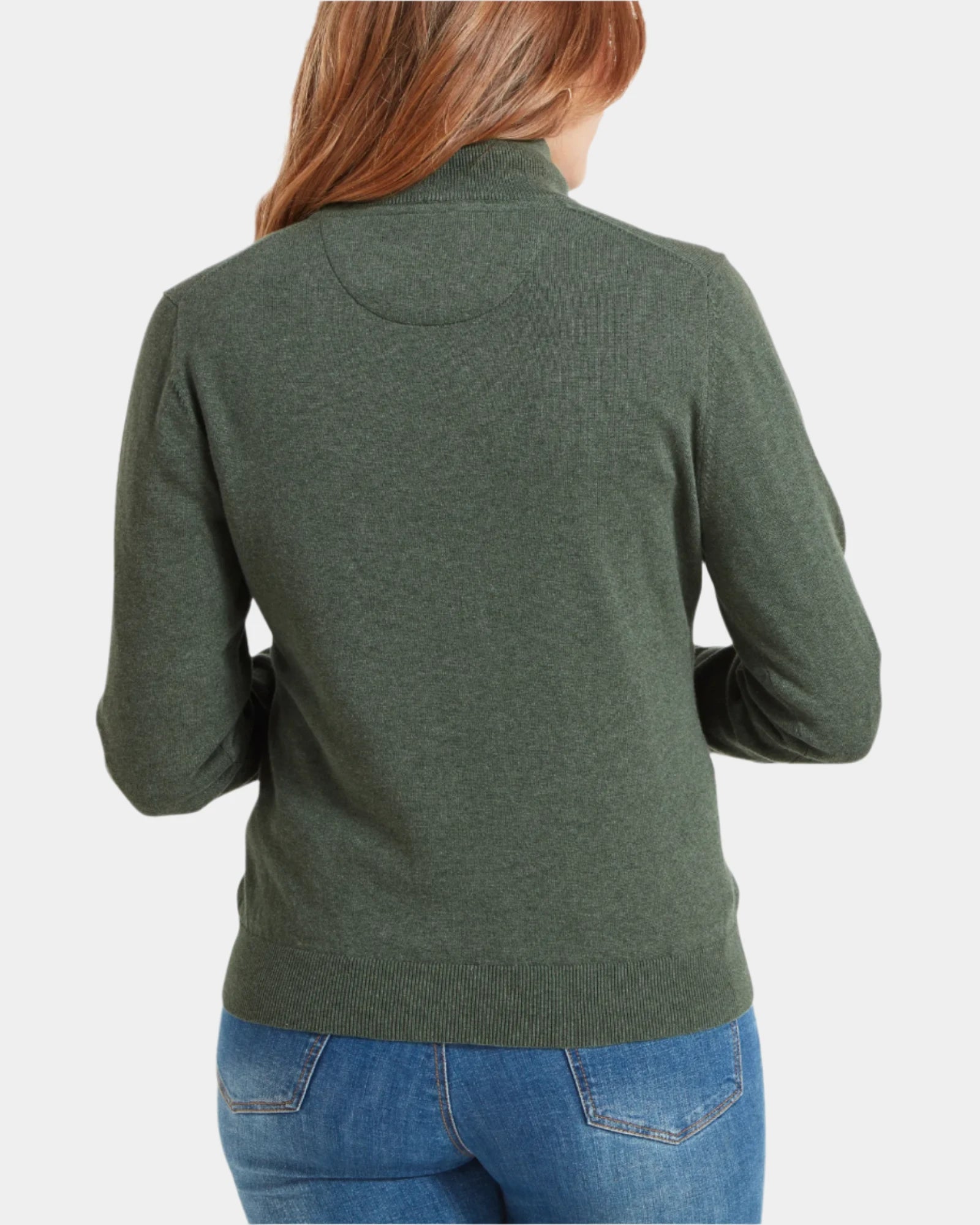Polperro Country Green Quarter Zip Jumper