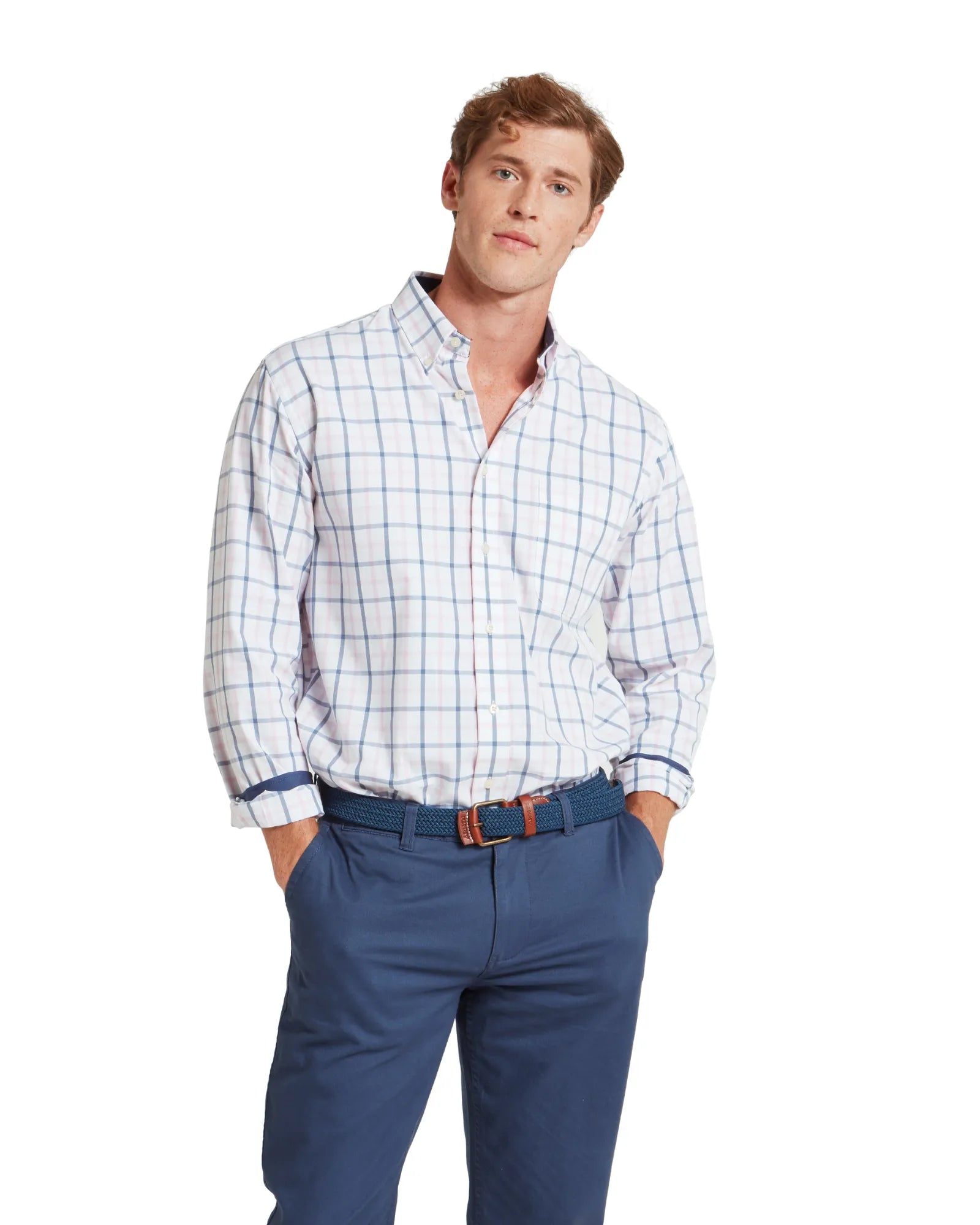 Polstead Shirt - French Navy/Pale Blue/Pale Pink
