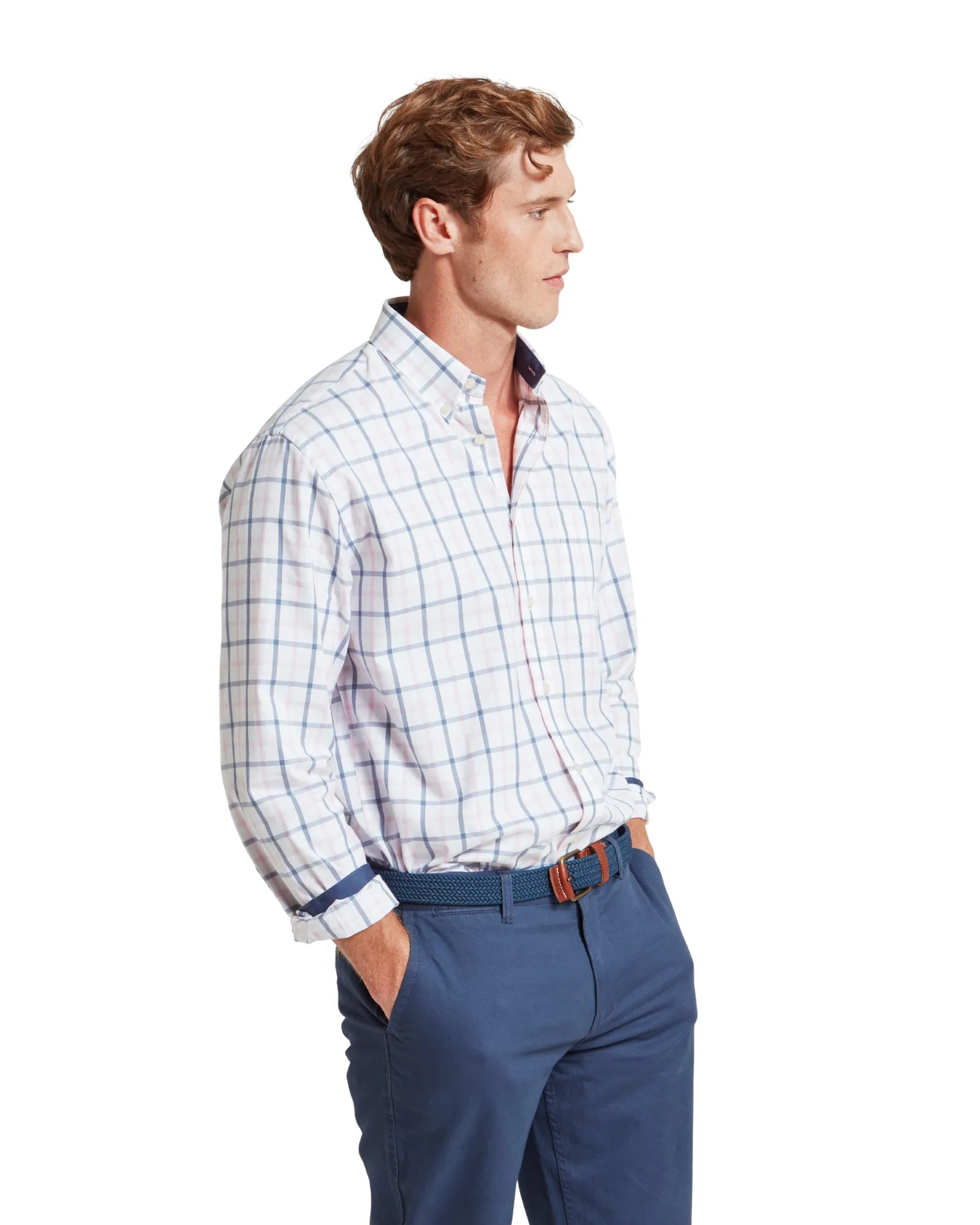 Polstead Shirt - French Navy/Pale Blue/Pale Pink