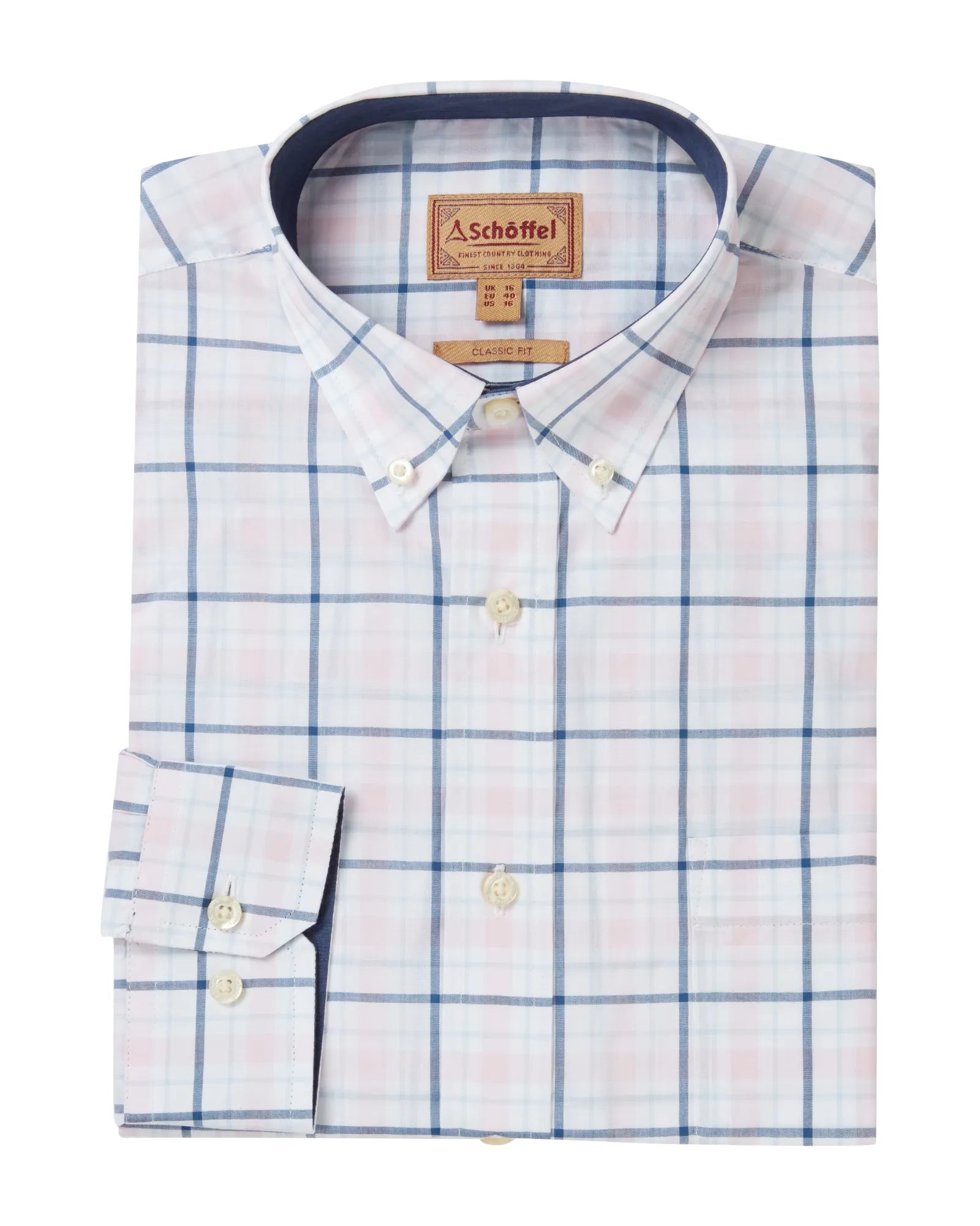 Polstead Shirt - French Navy/Pale Blue/Pale Pink