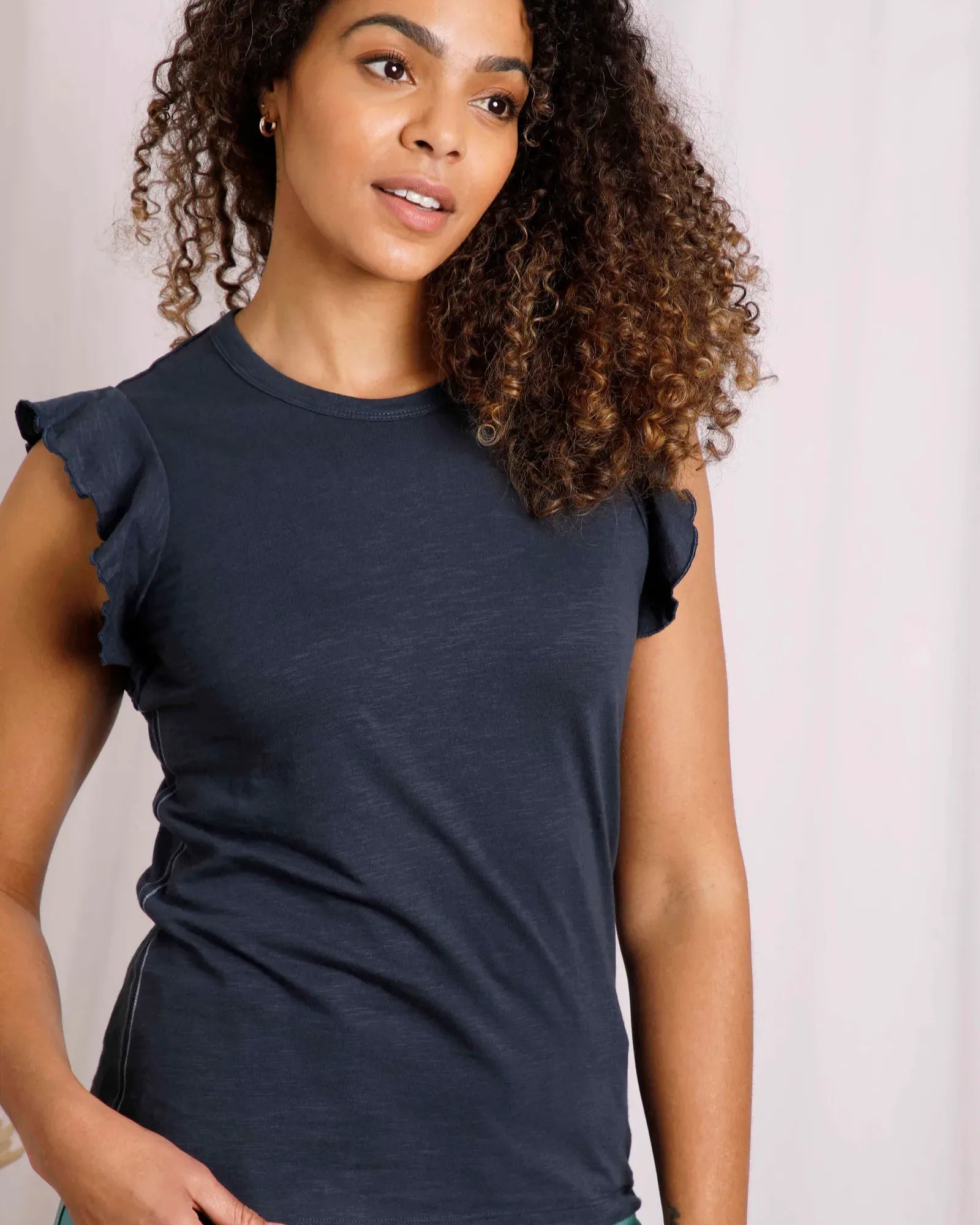 Jasmin Navy Organic Cotton Slub T-Shirt
