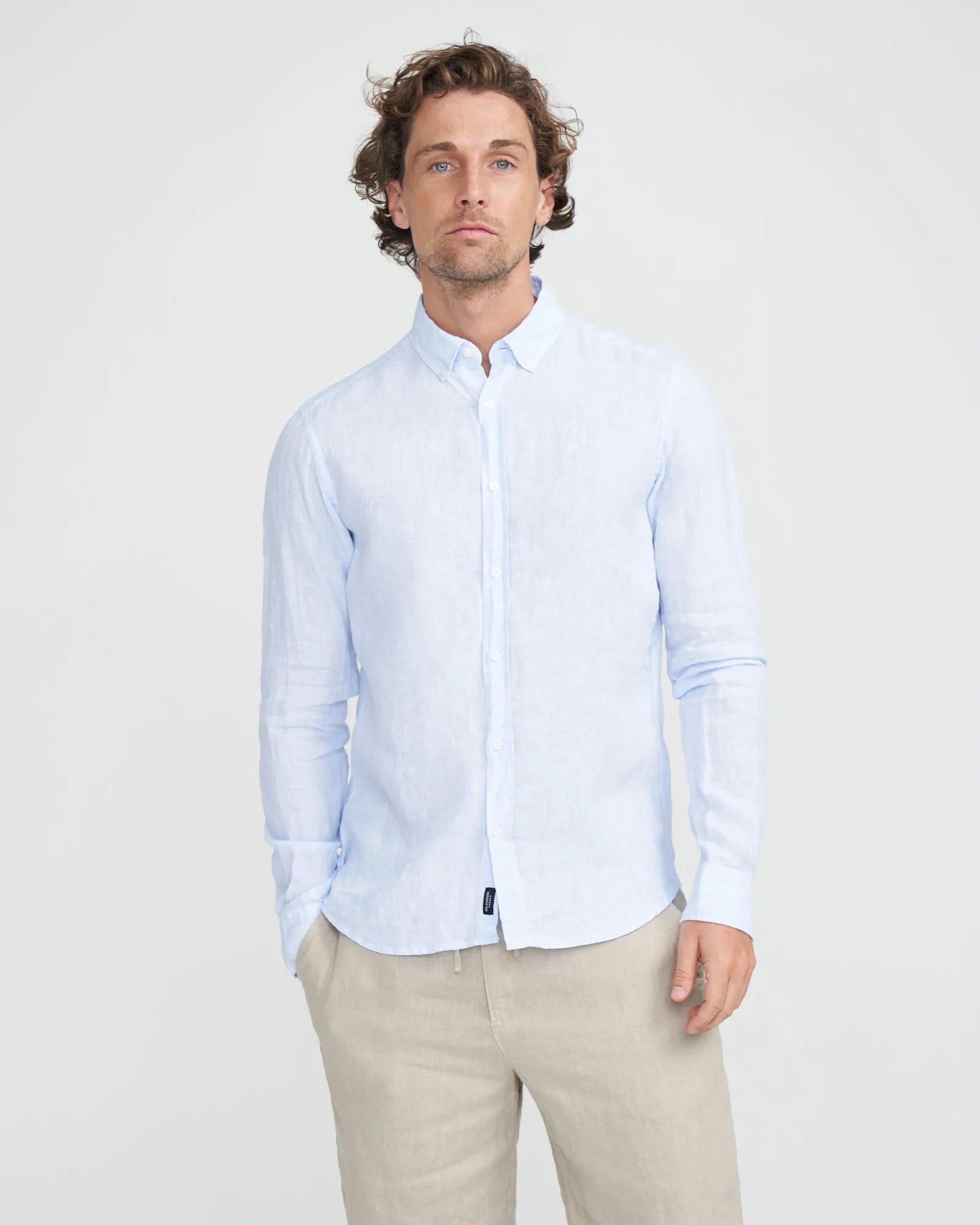 Markus Classic Fit Button Down Shirt - White/Light Blue
