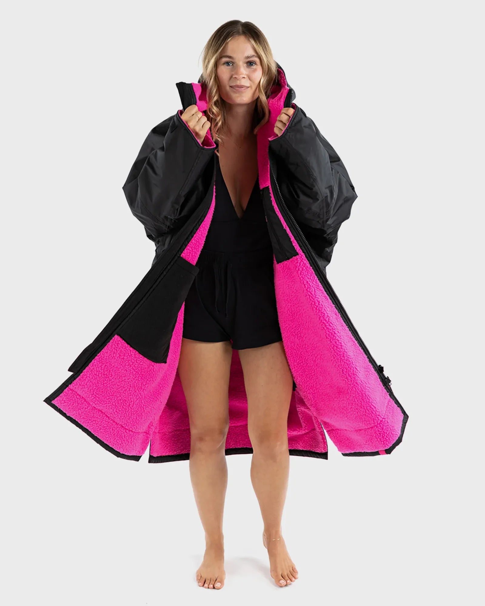 dryrobe Advance Long Sleeve - Black/Pink