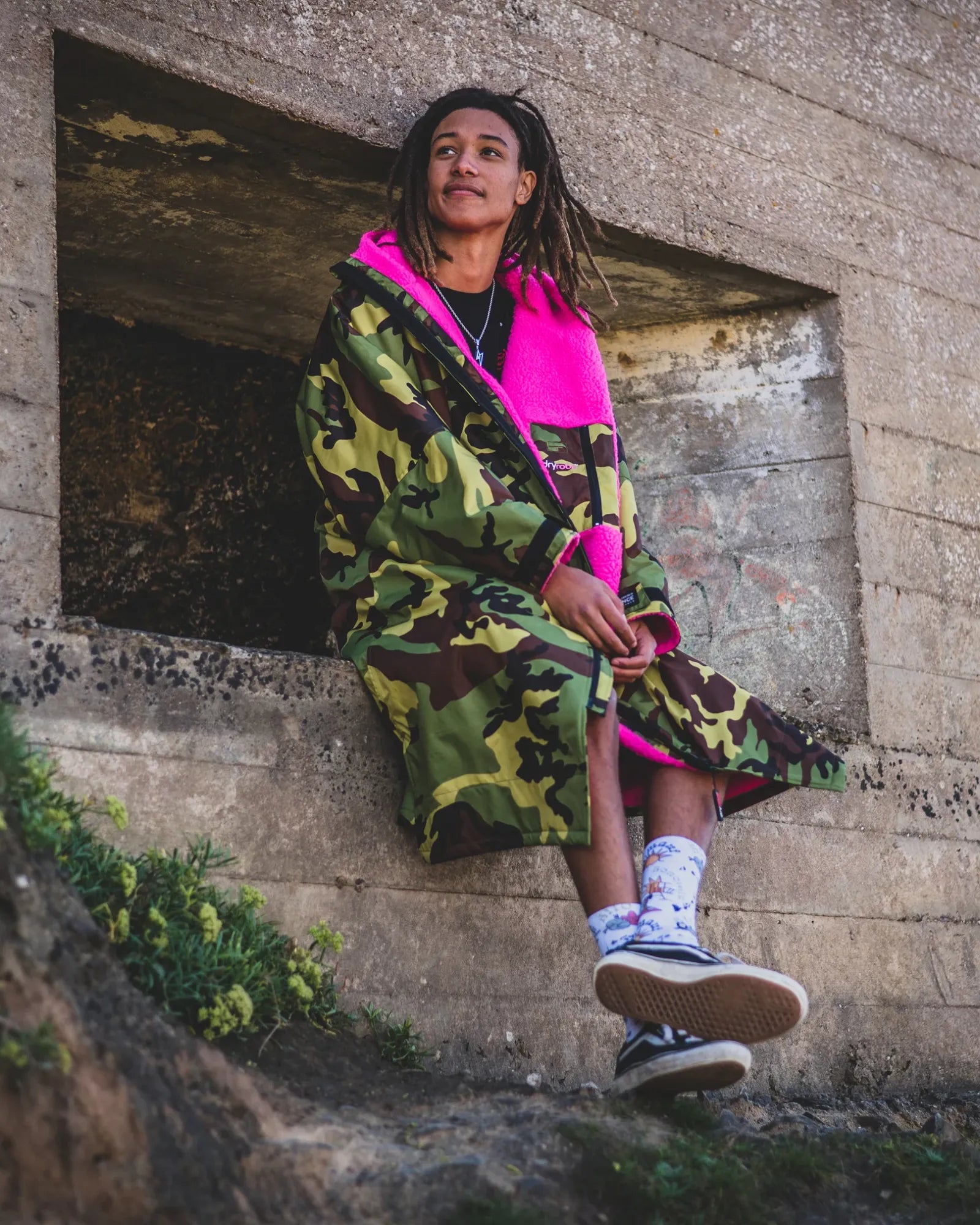 dryrobe Advance Long Sleeve - Camo/Pink