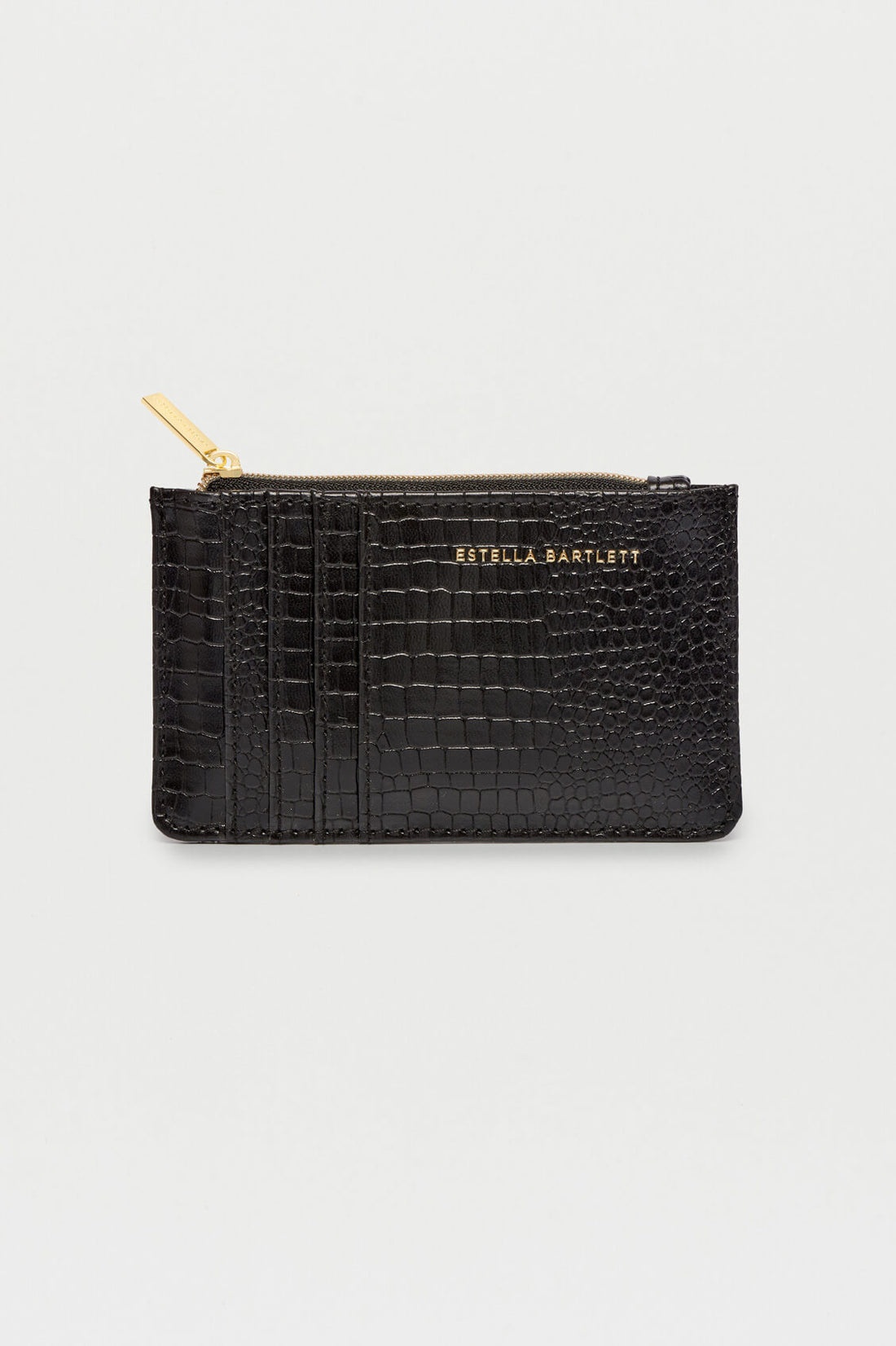 Rectangle Card Purse - Black Croc Embossed