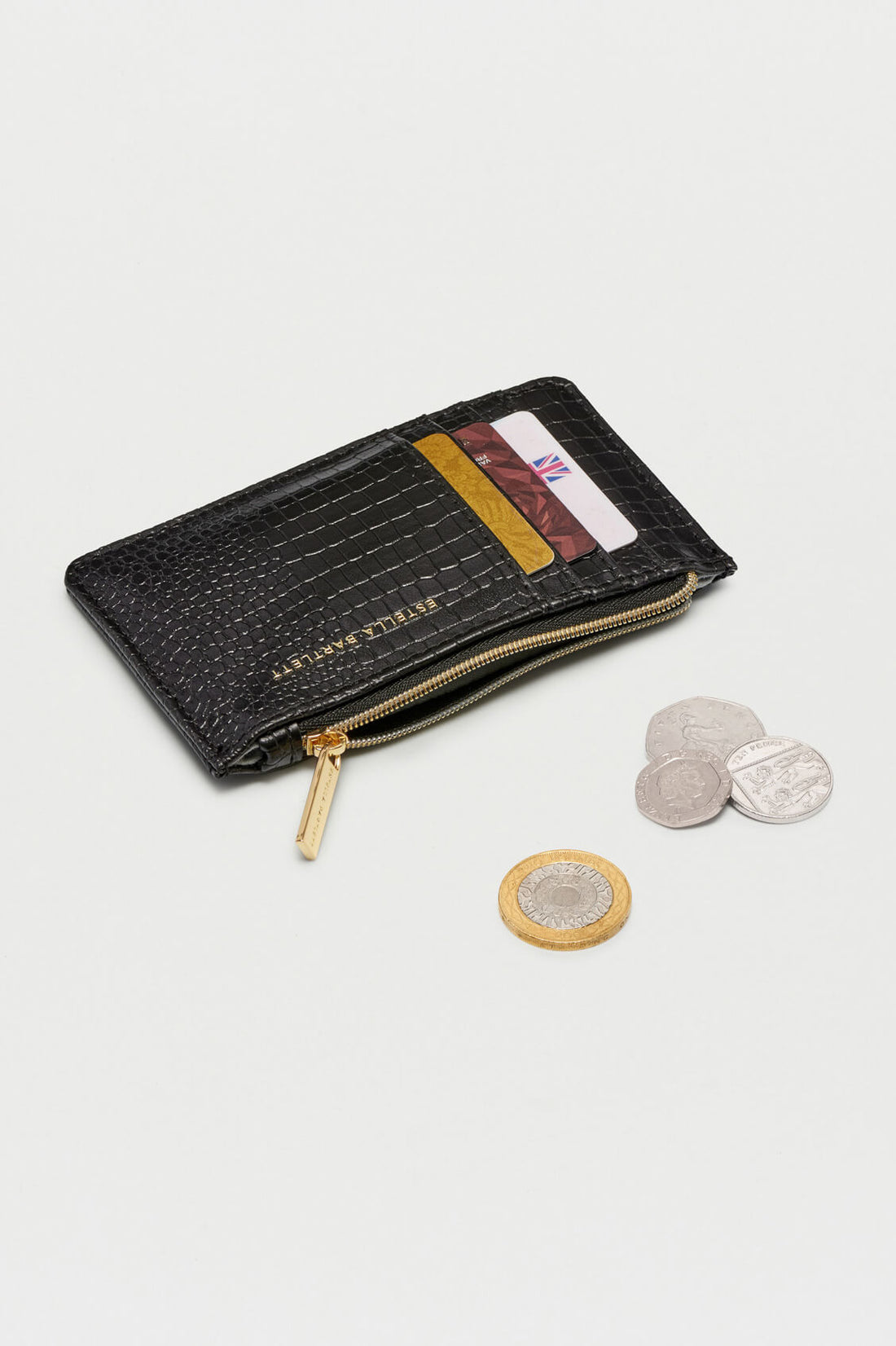 Rectangle Card Purse - Black Croc Embossed