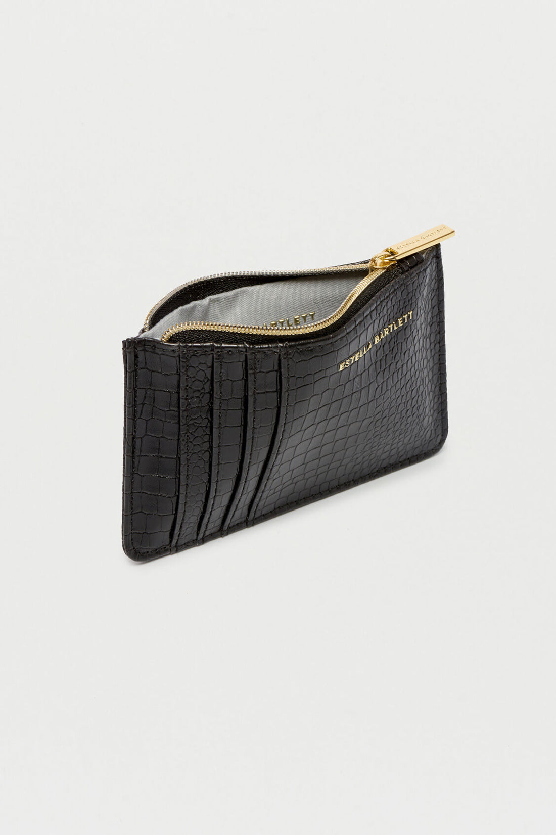 Rectangle Card Purse - Black Croc Embossed