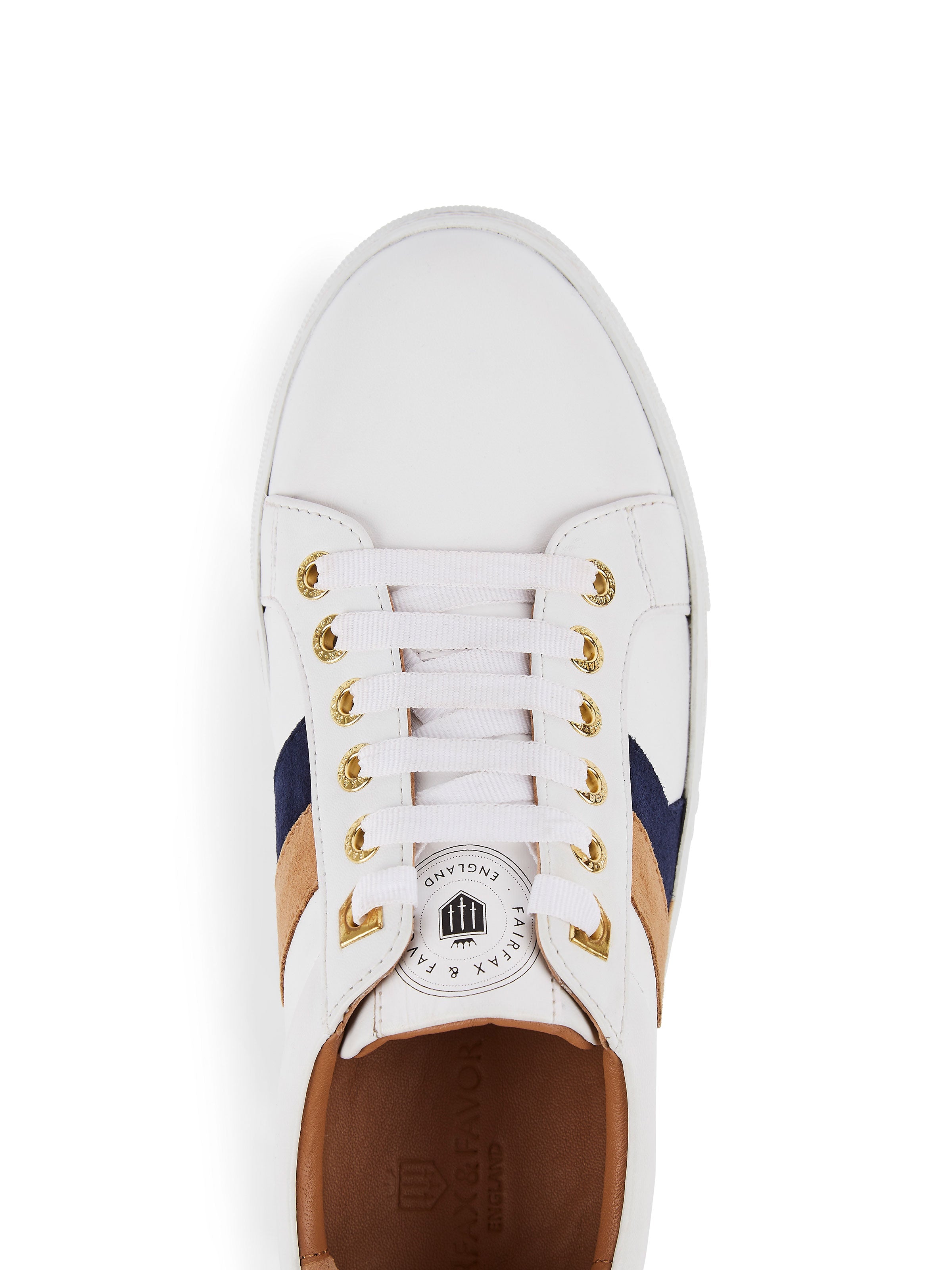 The Alexandra Trainer - Tan & Navy Suede