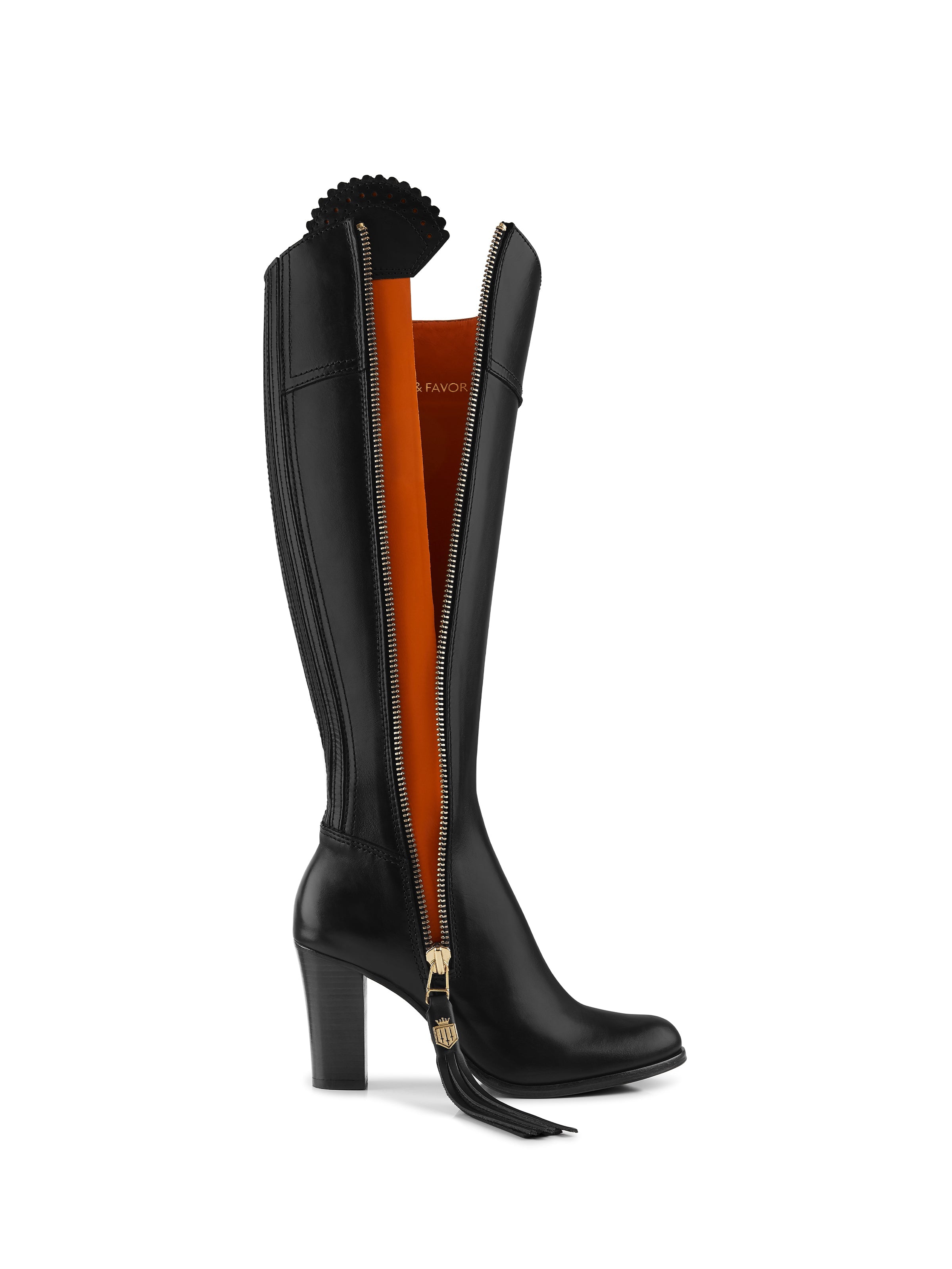 The High Heeled Regina Boot - Black Leather