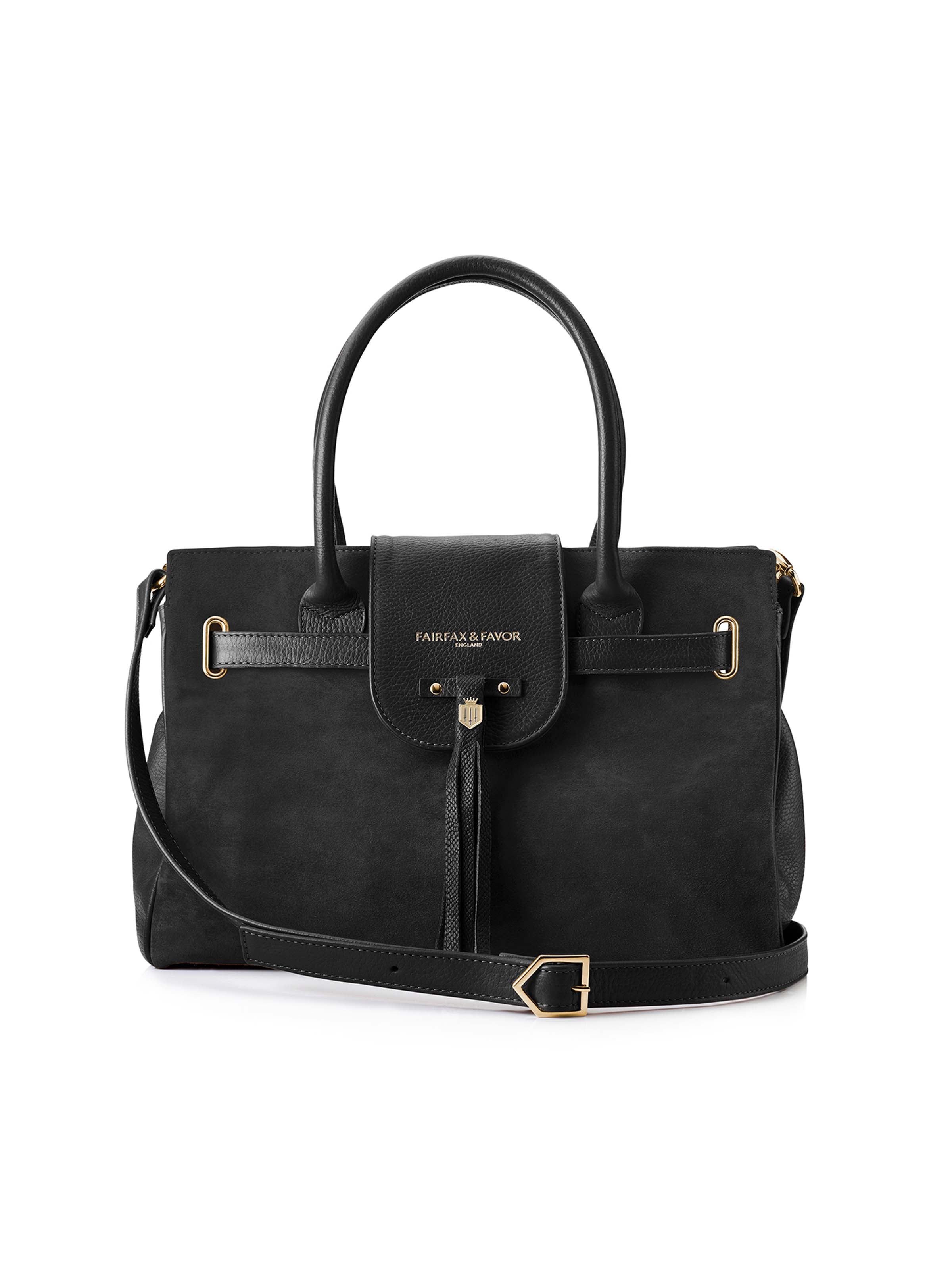 The Windsor Handbag - Black Suede