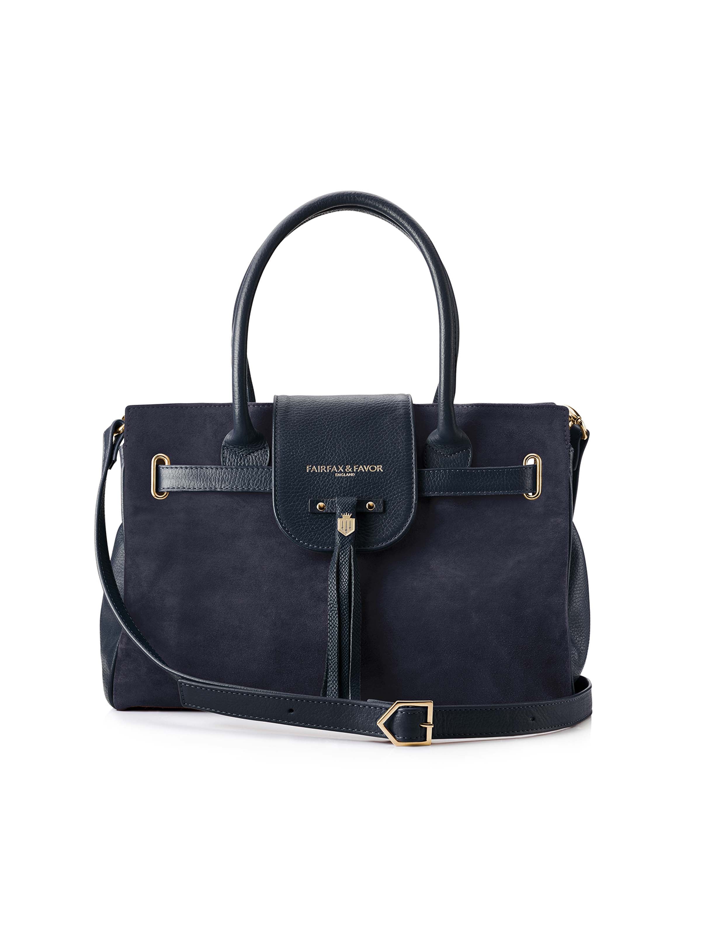 The Windsor Handbag - Navy Suede