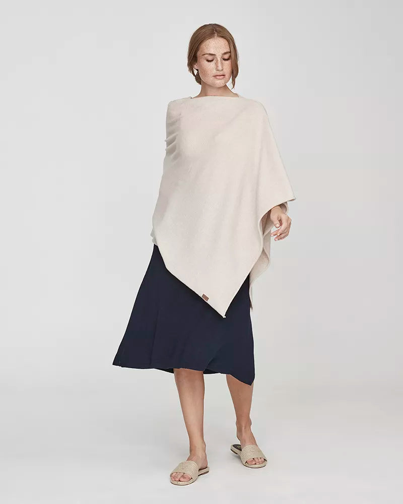 Sofie Knitted Poncho - Sand