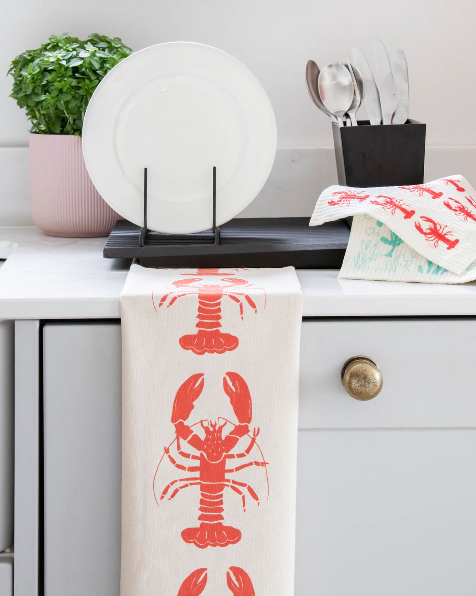 Lobster Tea Towel - Red