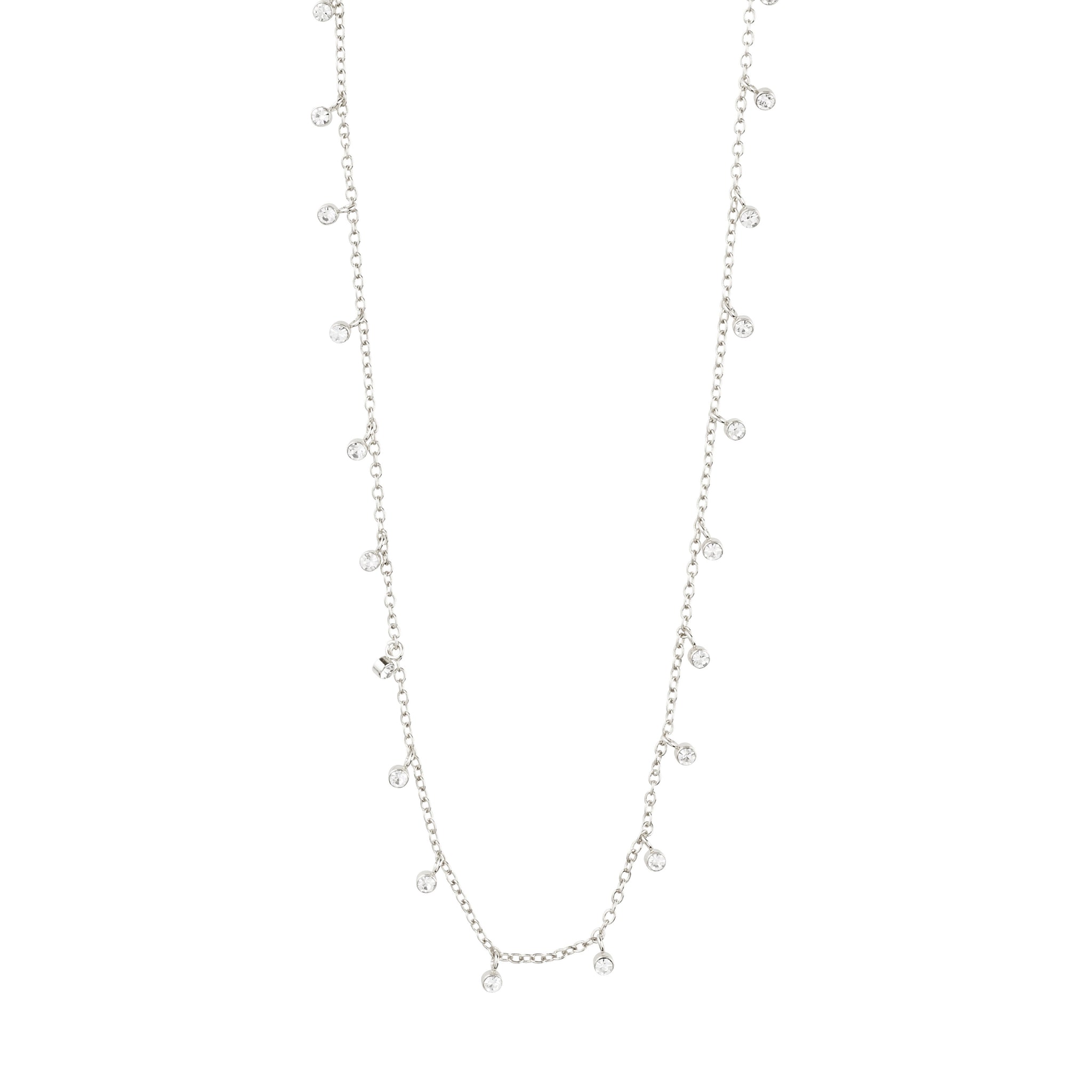 MAJA Crystal Multi Drops Necklace - Silver Plated