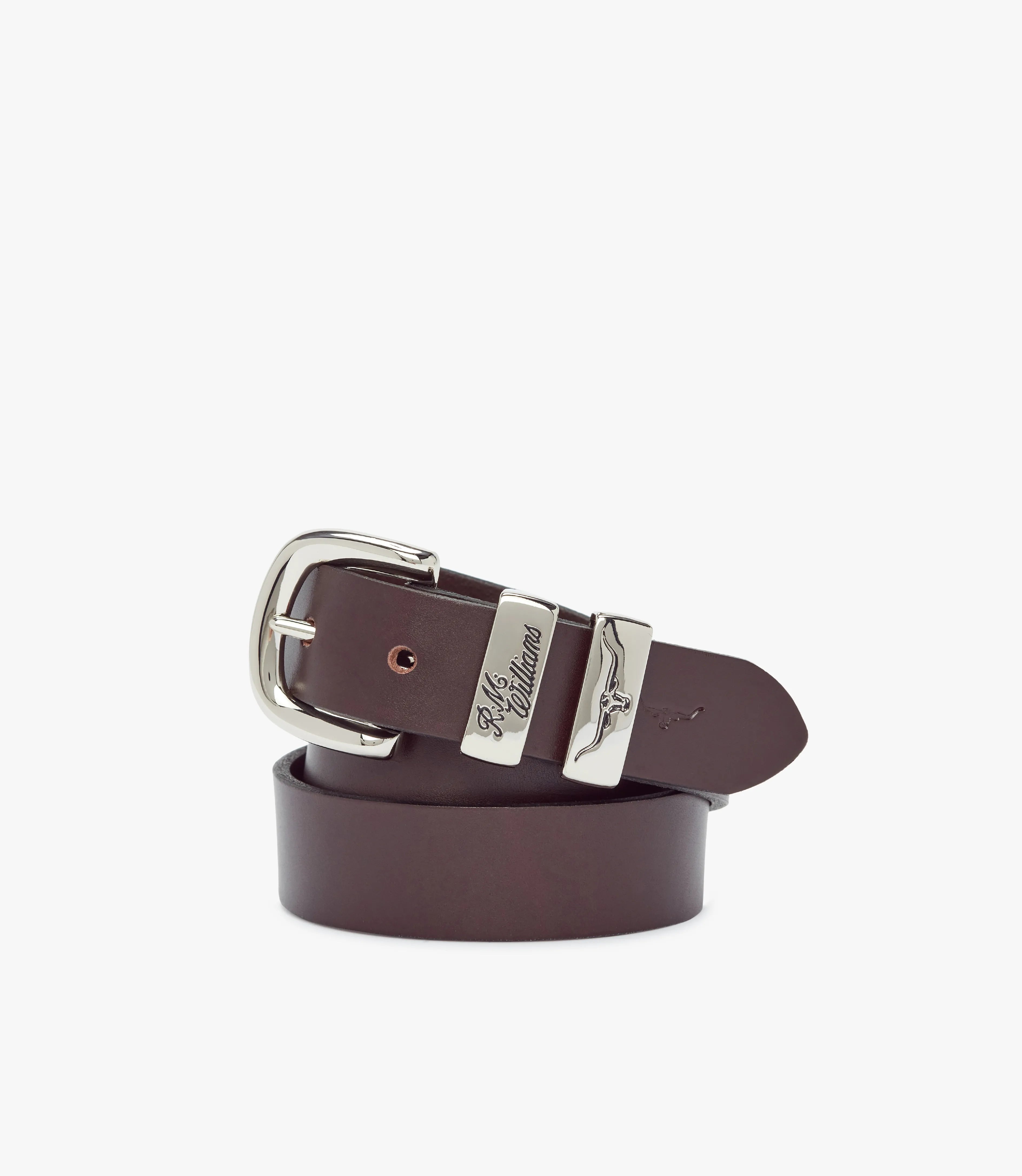 R.M.Williams 3 Piece Solid Hide Belt in Dark Tan