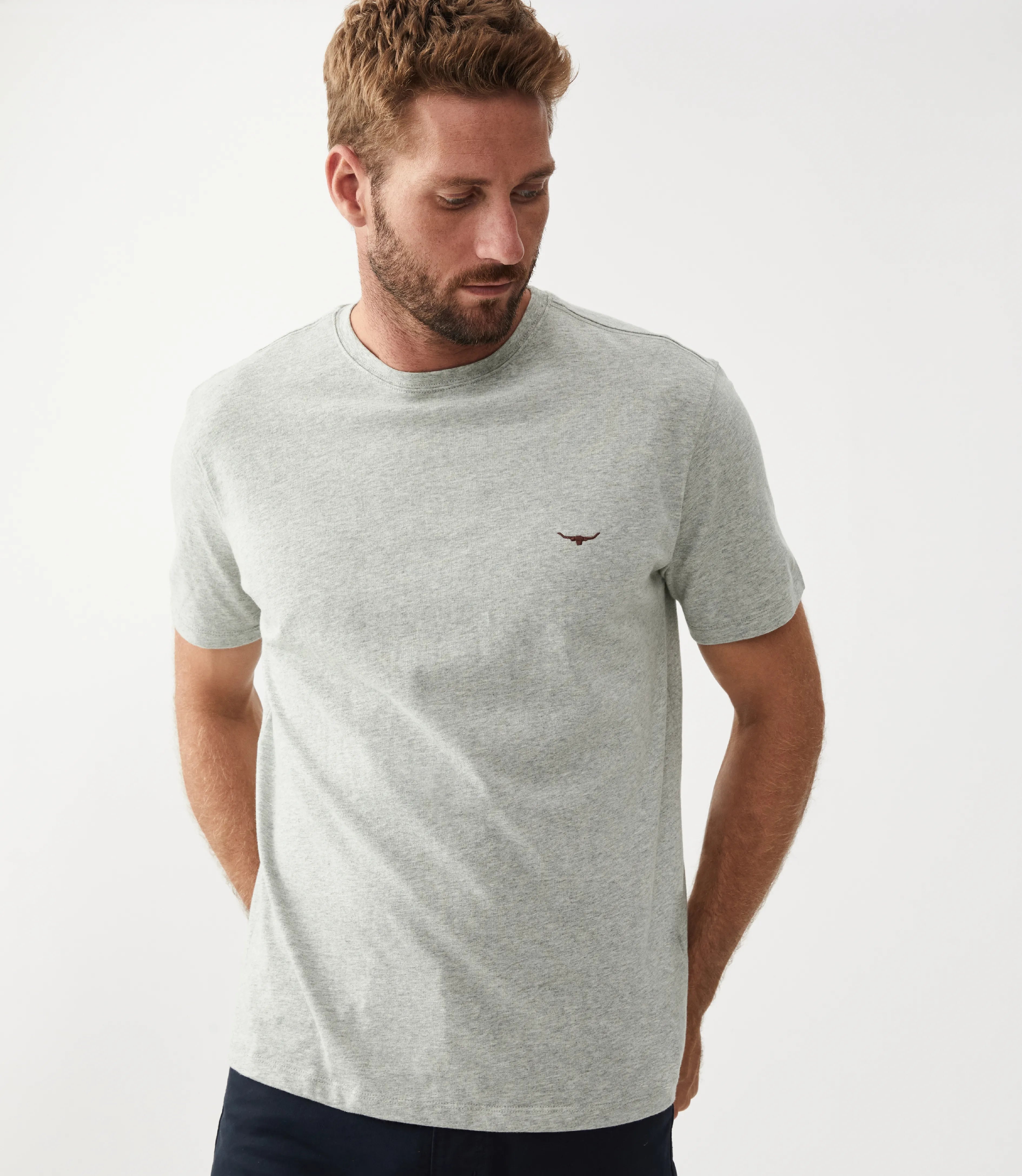 Parson T-shirt - Grey Marle/Chestnut
