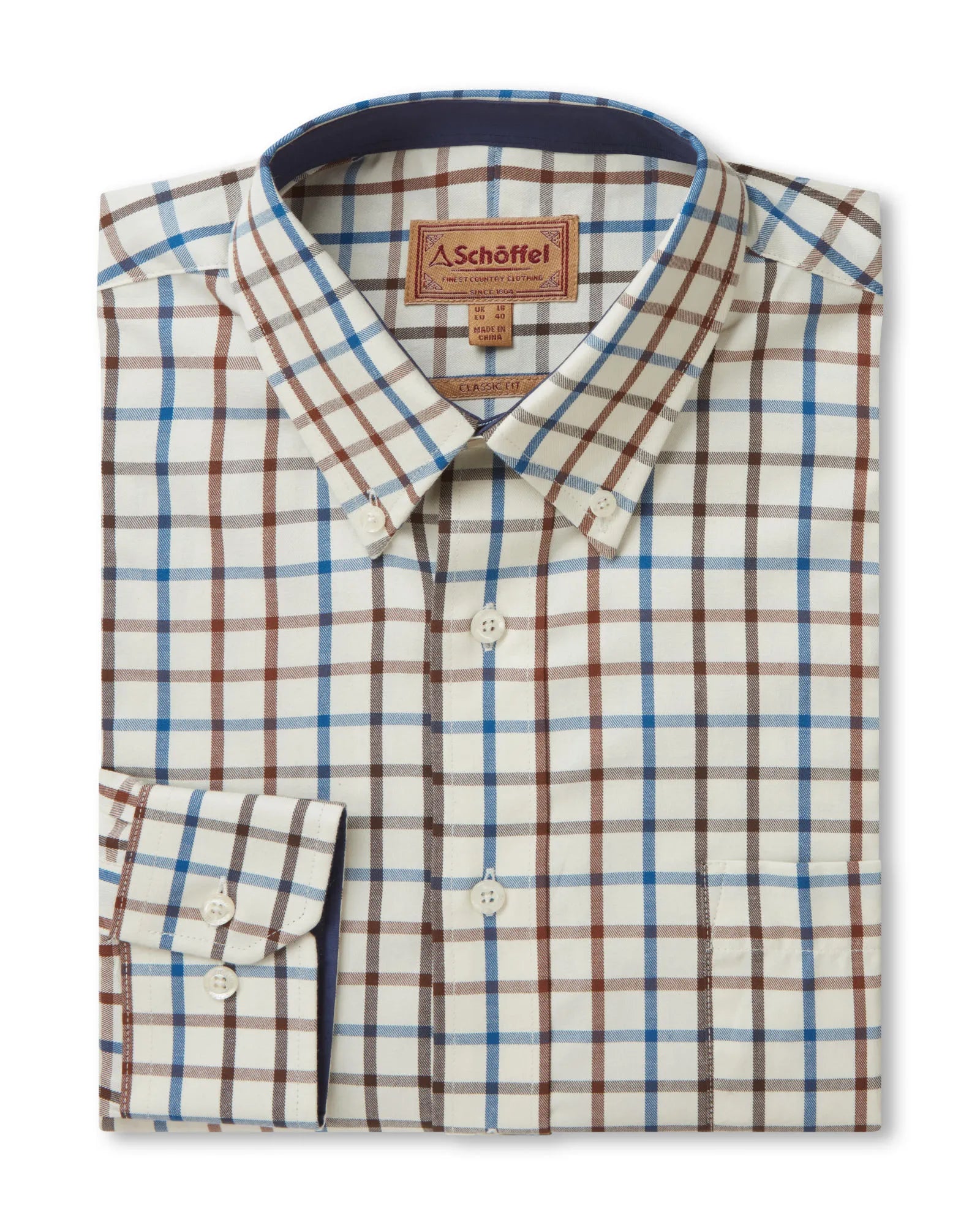 Brancaster Classic Shirt - Brown/Navy Check