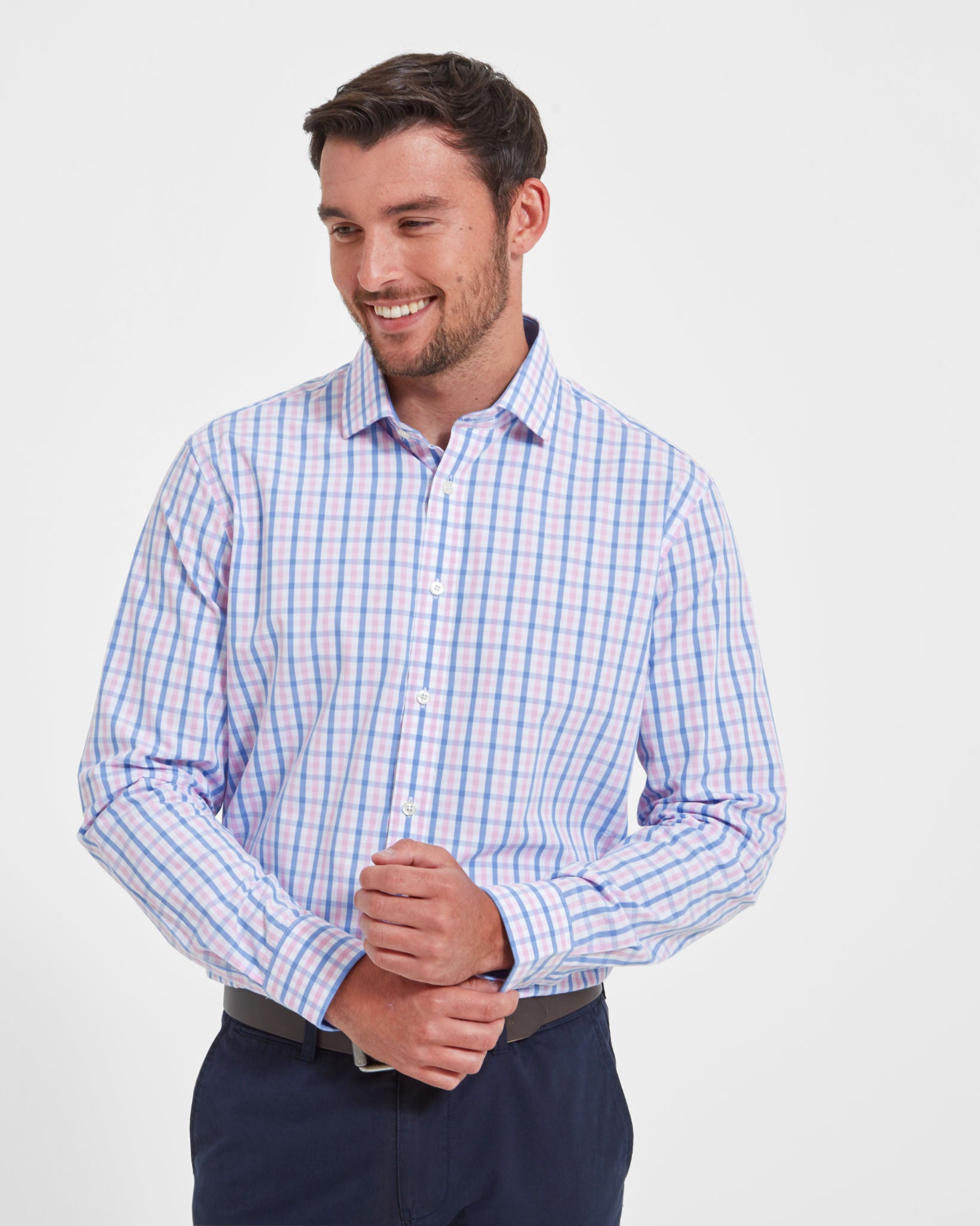 Hebden Tailored Shirt - Blue/Pink Check