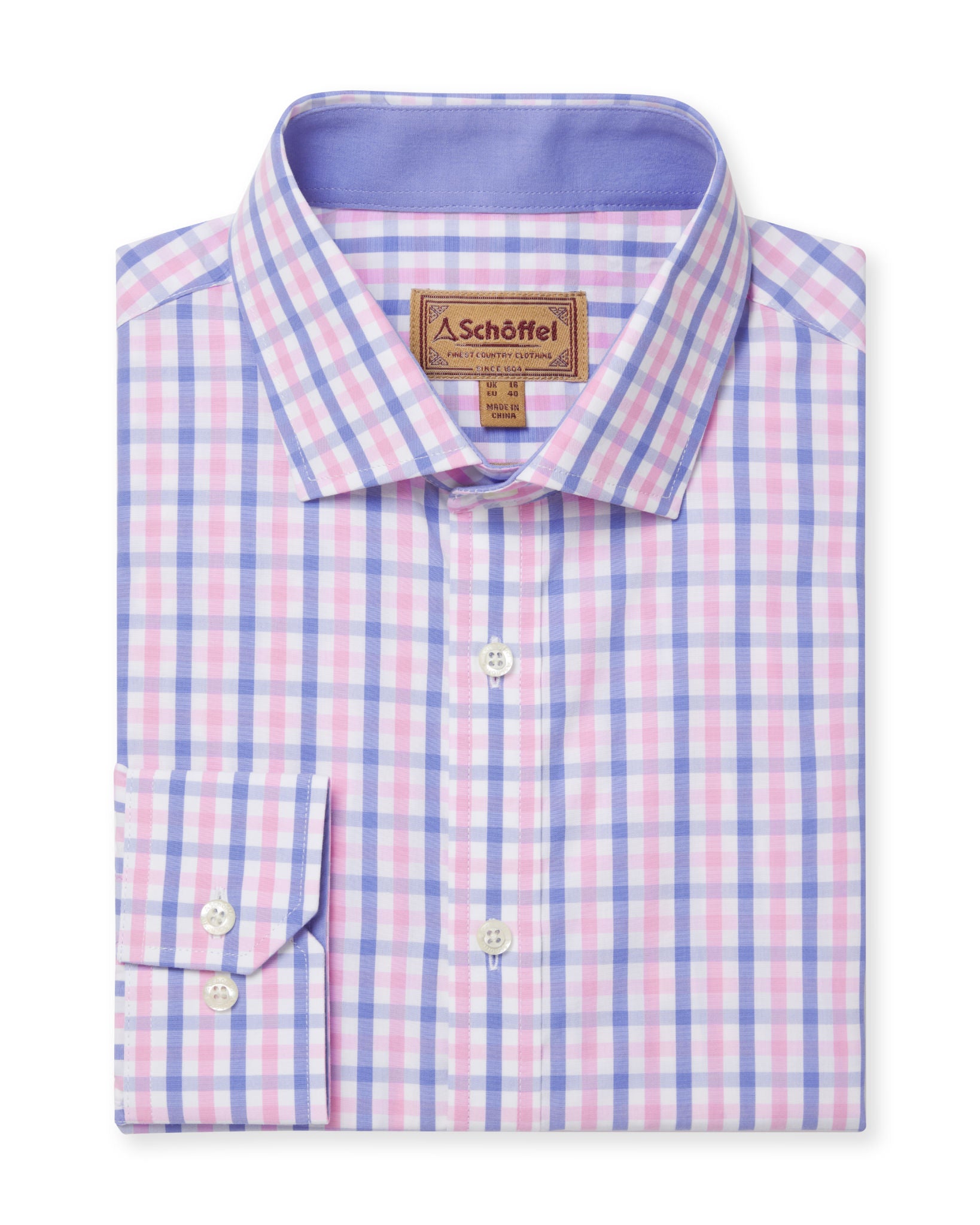 Hebden Tailored Shirt - Blue/Pink Check