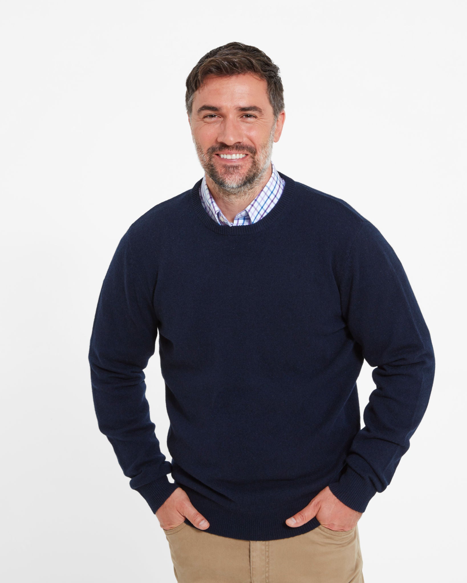 Lambswool Crew Neck Jumper - Navy