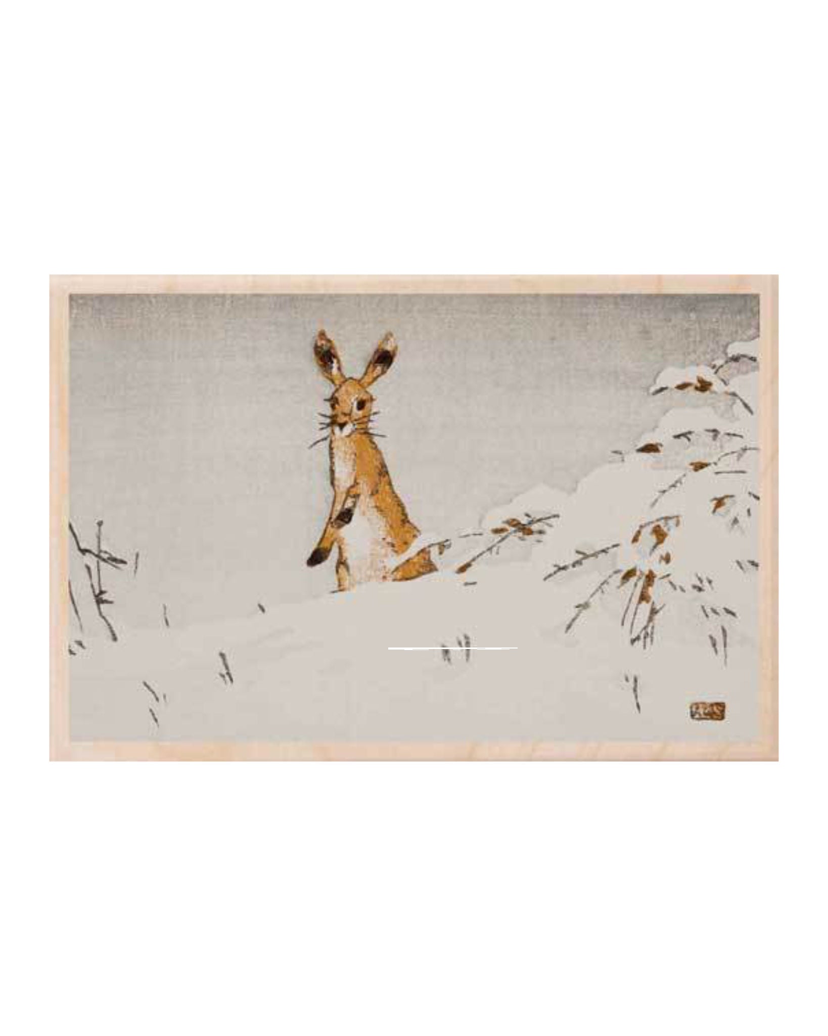 Snow And Hare Wooden Postcard
