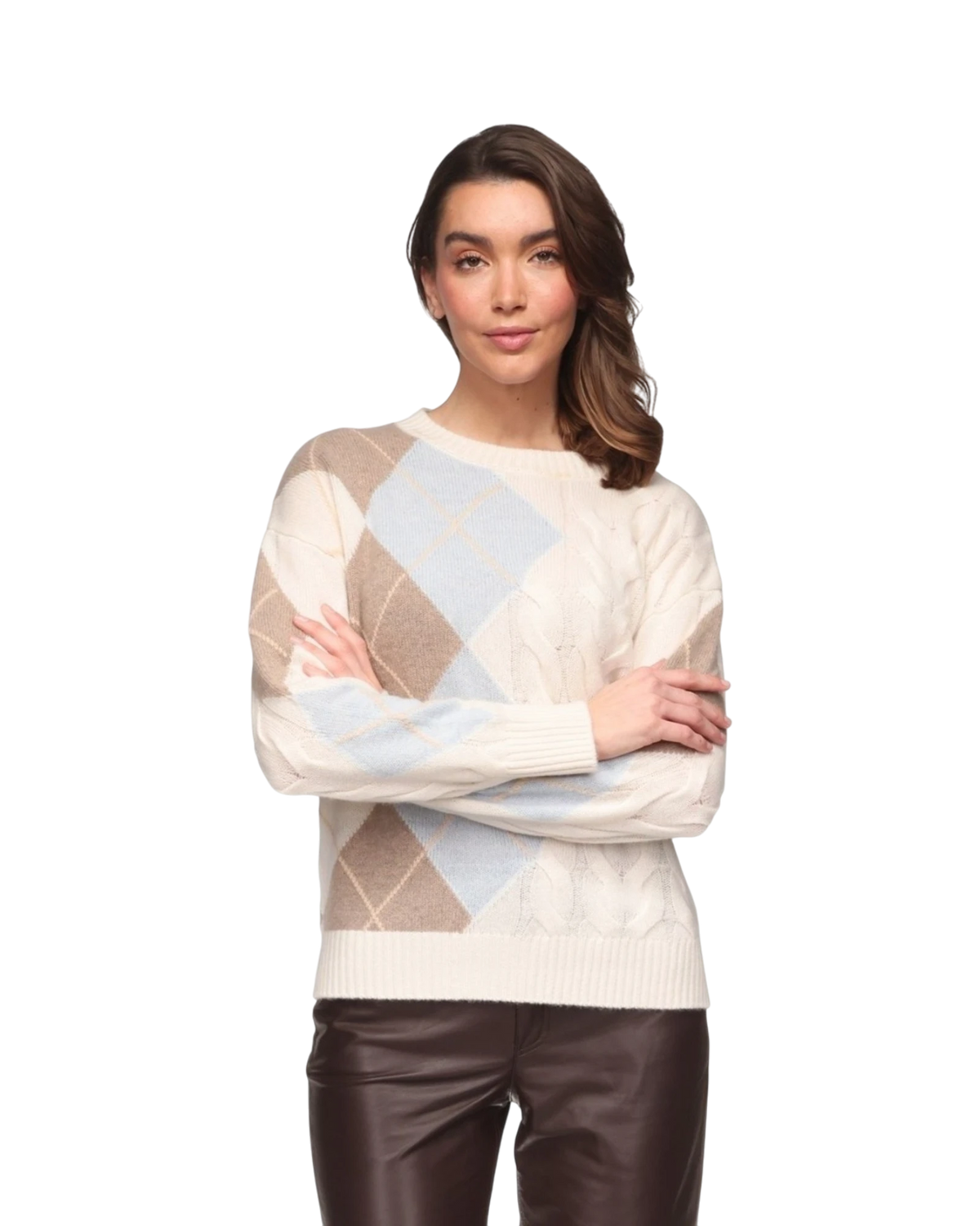 Argyle Cable Crew - Organic White