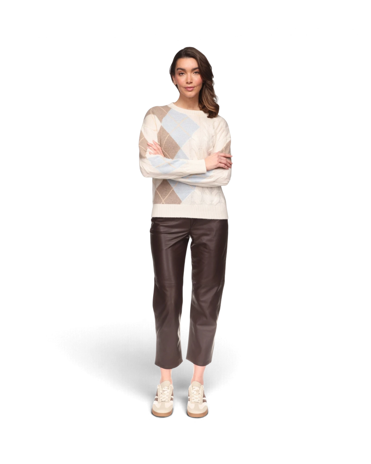 Argyle Cable Crew - Organic White