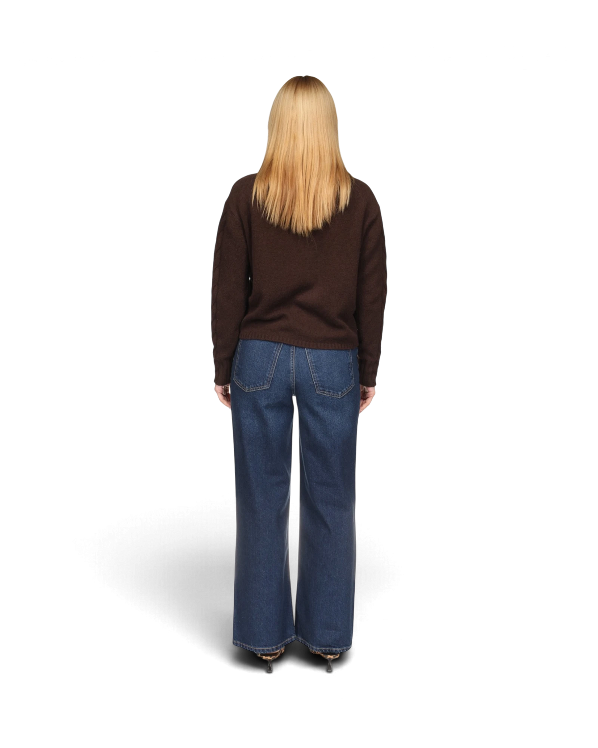Cable Sleeve Crew - Dark Brown