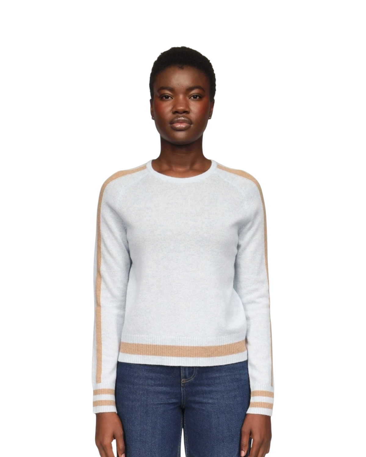 Cathy Sleeve Stripe Crew - Blue Mist