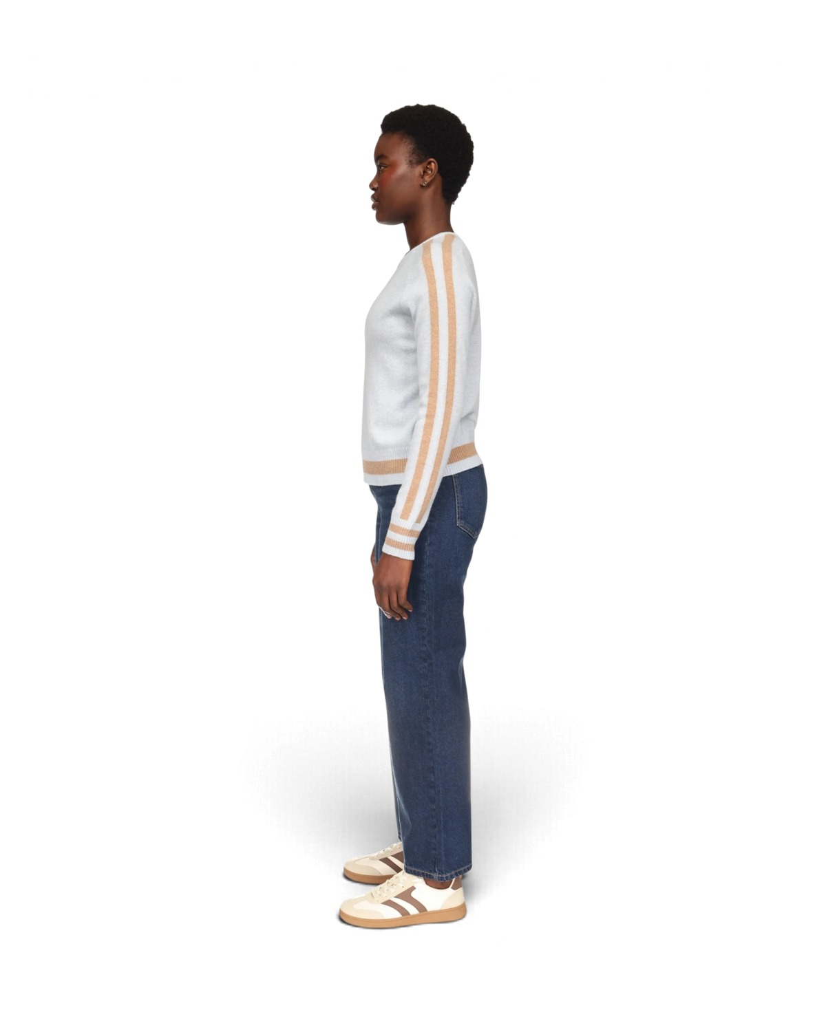 Cathy Sleeve Stripe Crew - Blue Mist