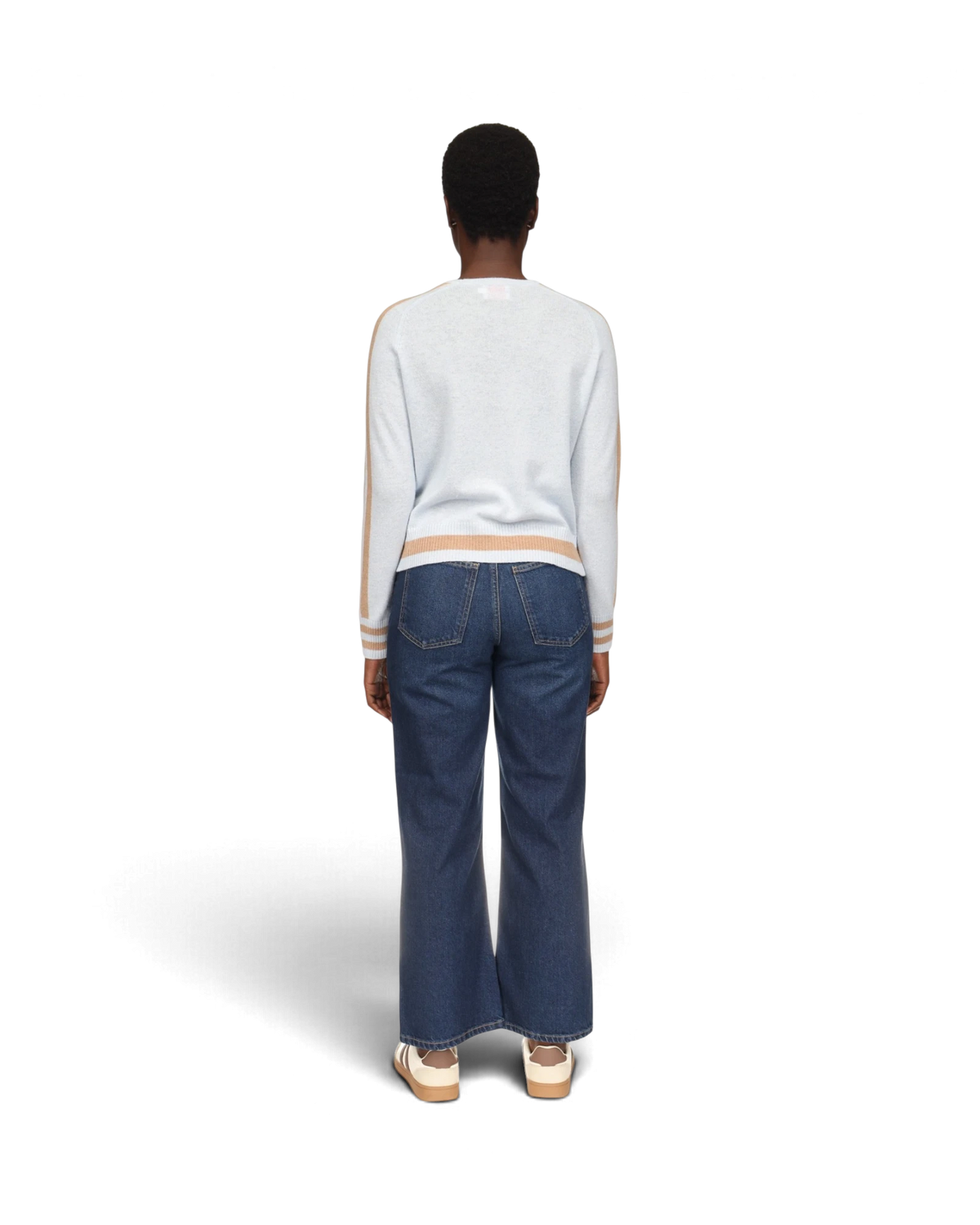 Cathy Sleeve Stripe Crew - Blue Mist