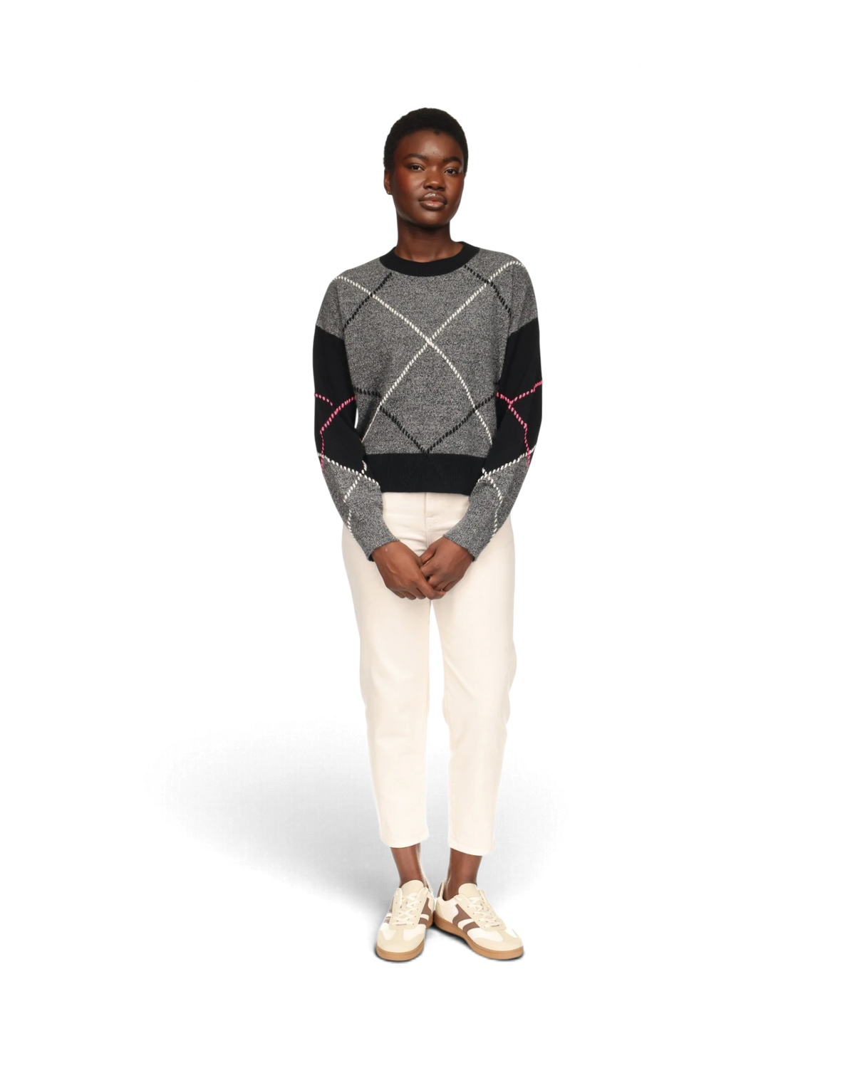 Highland Argyle Crew - White Black