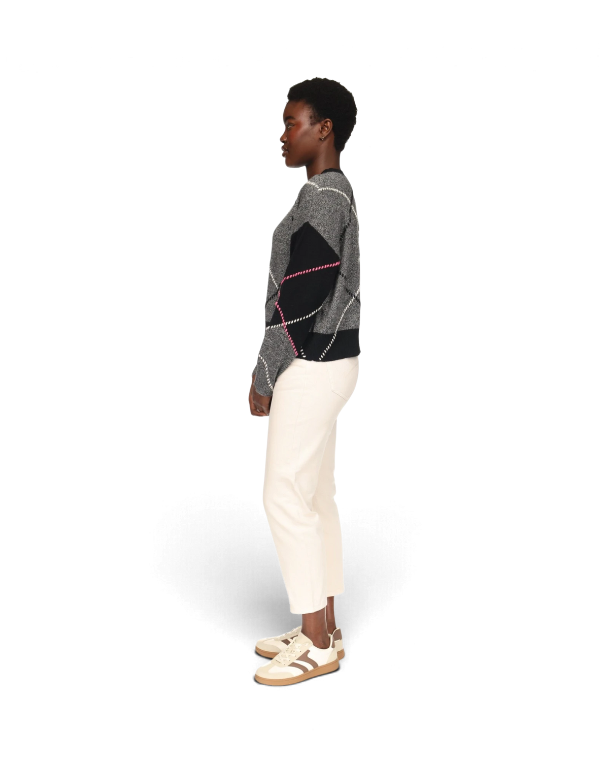 Highland Argyle Crew - White Black