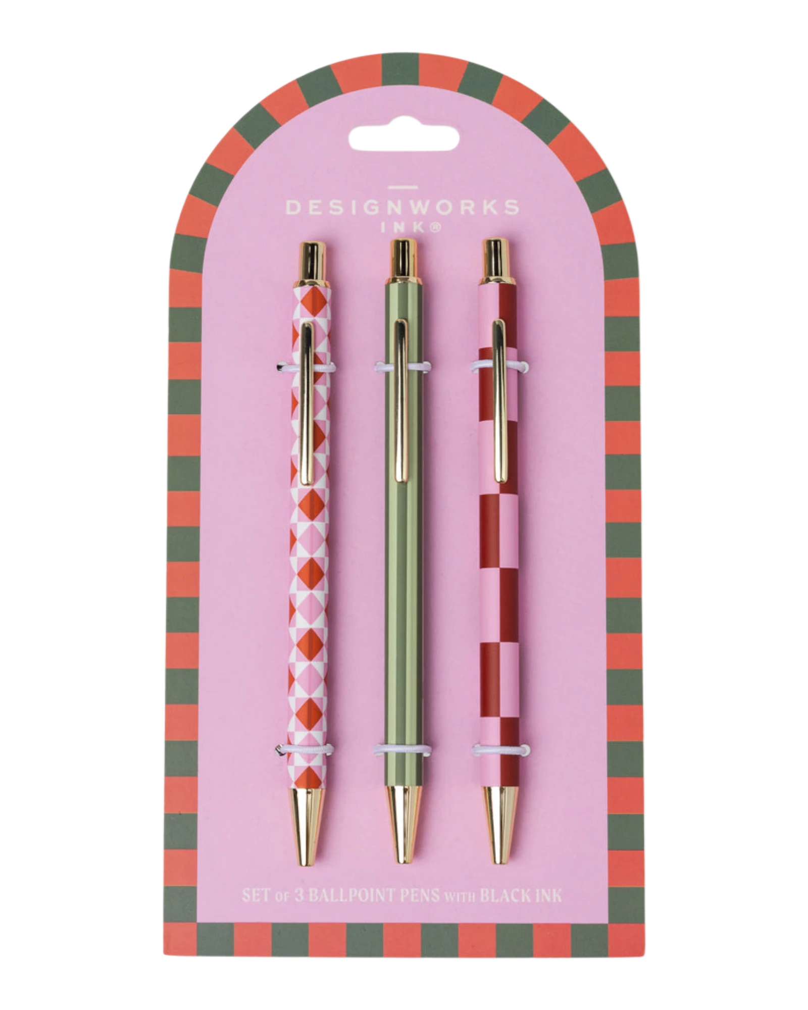 A Dopo Set of 3 Pens - Diamond, Stripe, Check