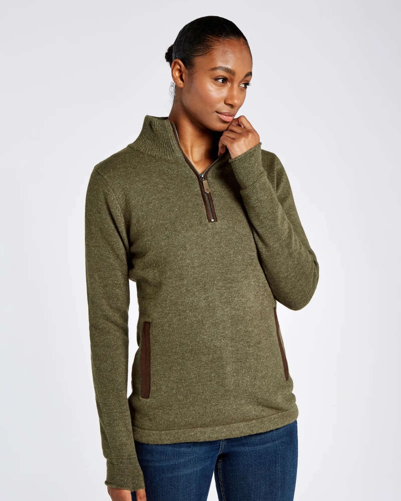 Morrisey Zip Neck Sweater - Dusky Green