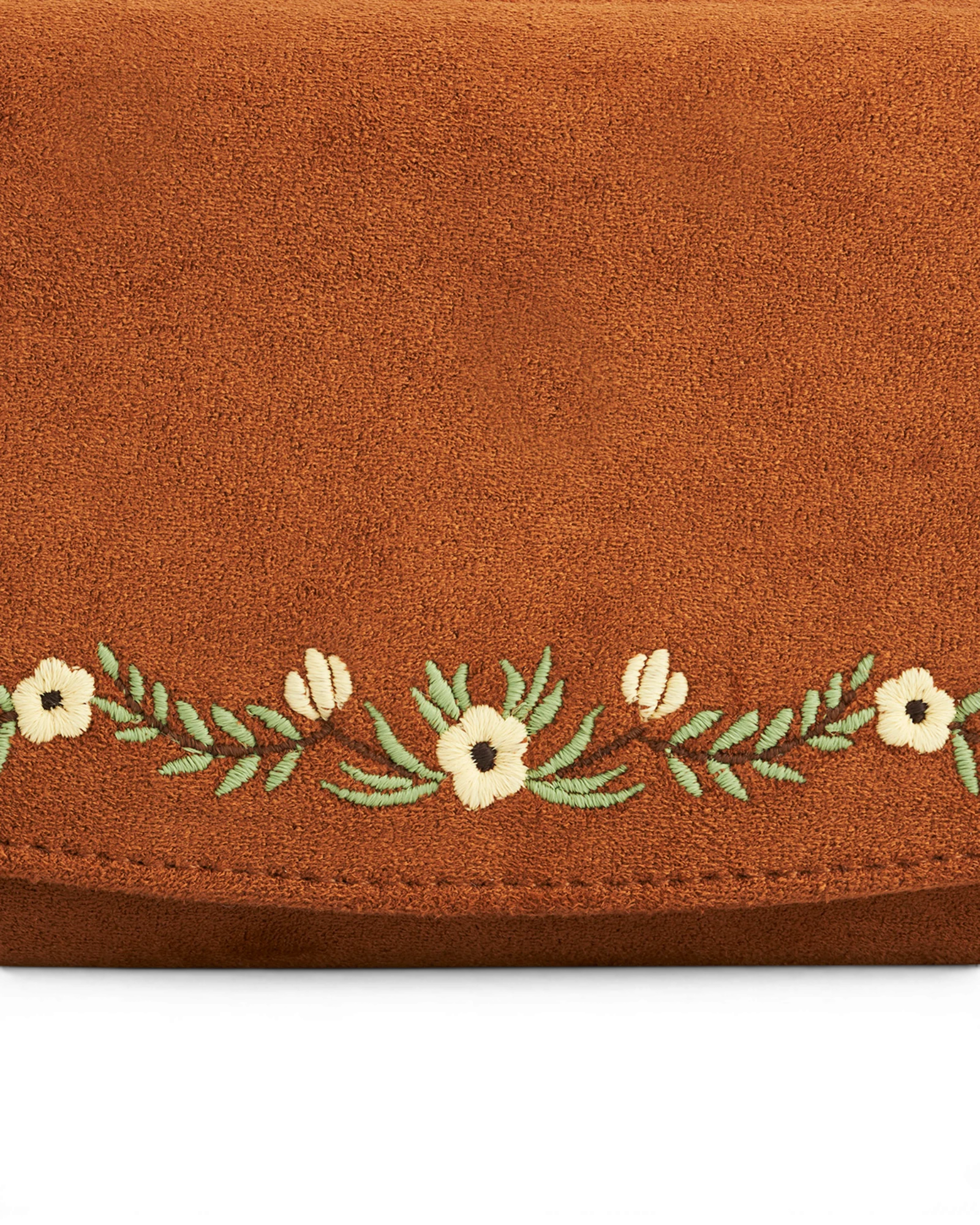 Floral Embroidered Purse - Tan